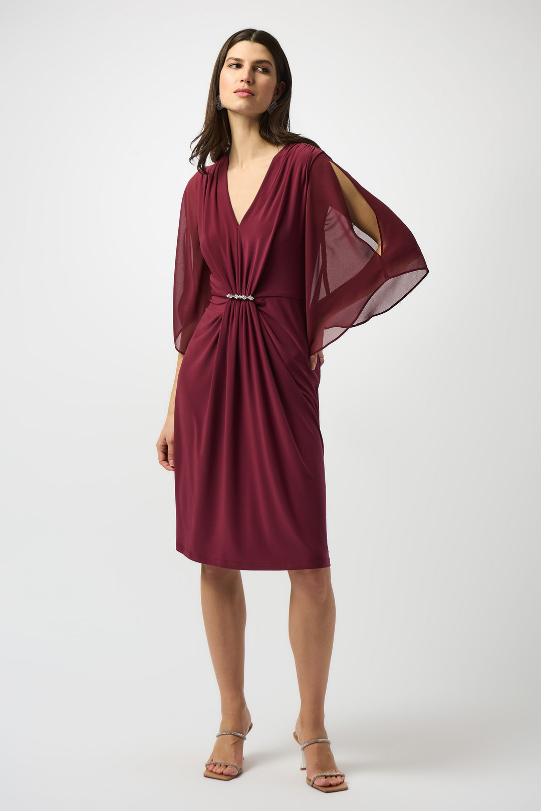 Joseph Ribkoff Silky Knit & Chiffon Sheath Dress Style 253728