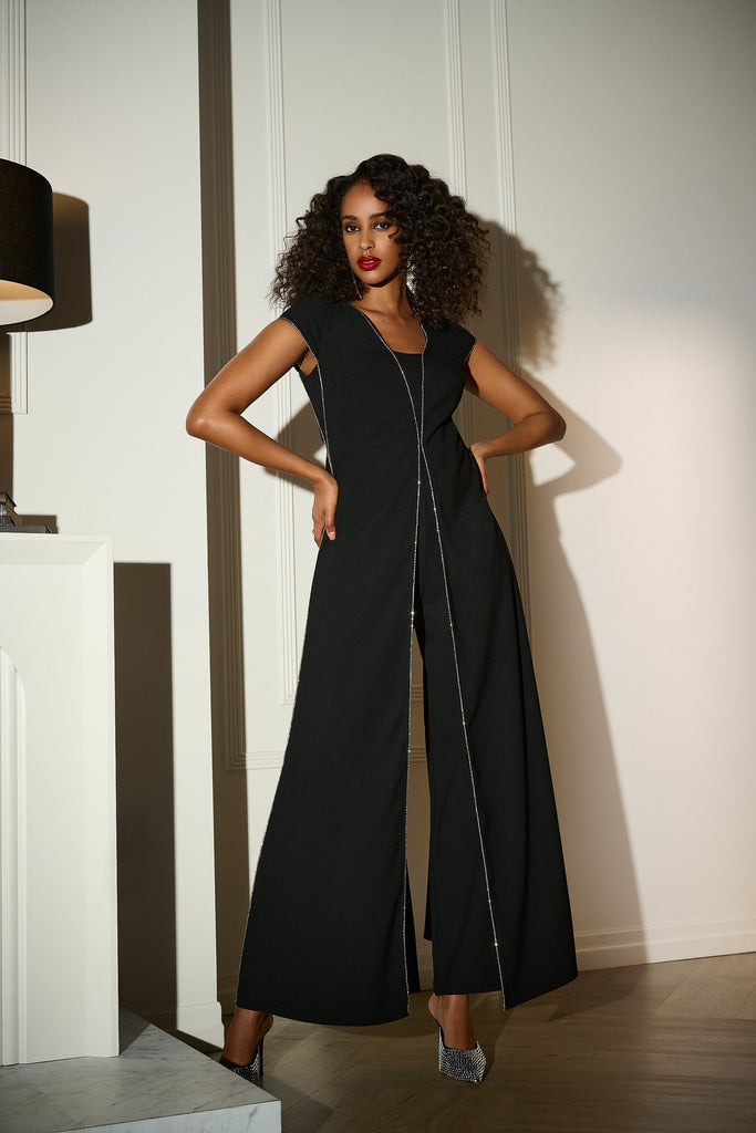 Joseph Ribkoff Wide Leg Jumpsuit with Rhinestone Detail Style