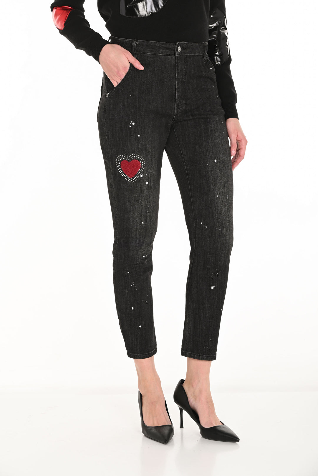 Frank Lyman Charcoal Heart Detail Jeans Style 253798