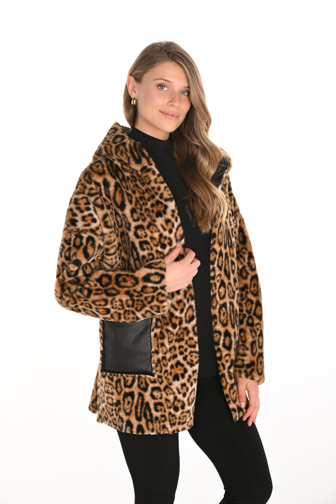 Frank Lyman Leopard Print Faux Fur Jacket Style 253873