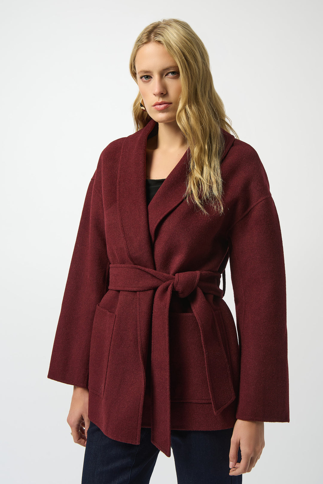 Joseph Ribkoff Belted Coat With Shawl Collar Style 253952