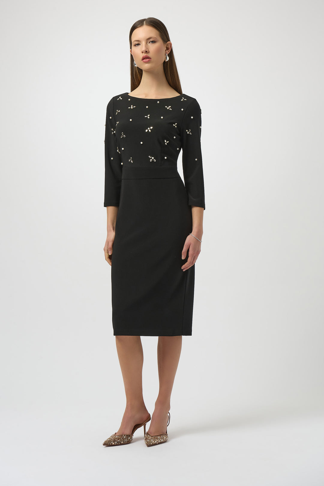 Joseph Ribkoff Black Embellished Sheath Dress Style 254007