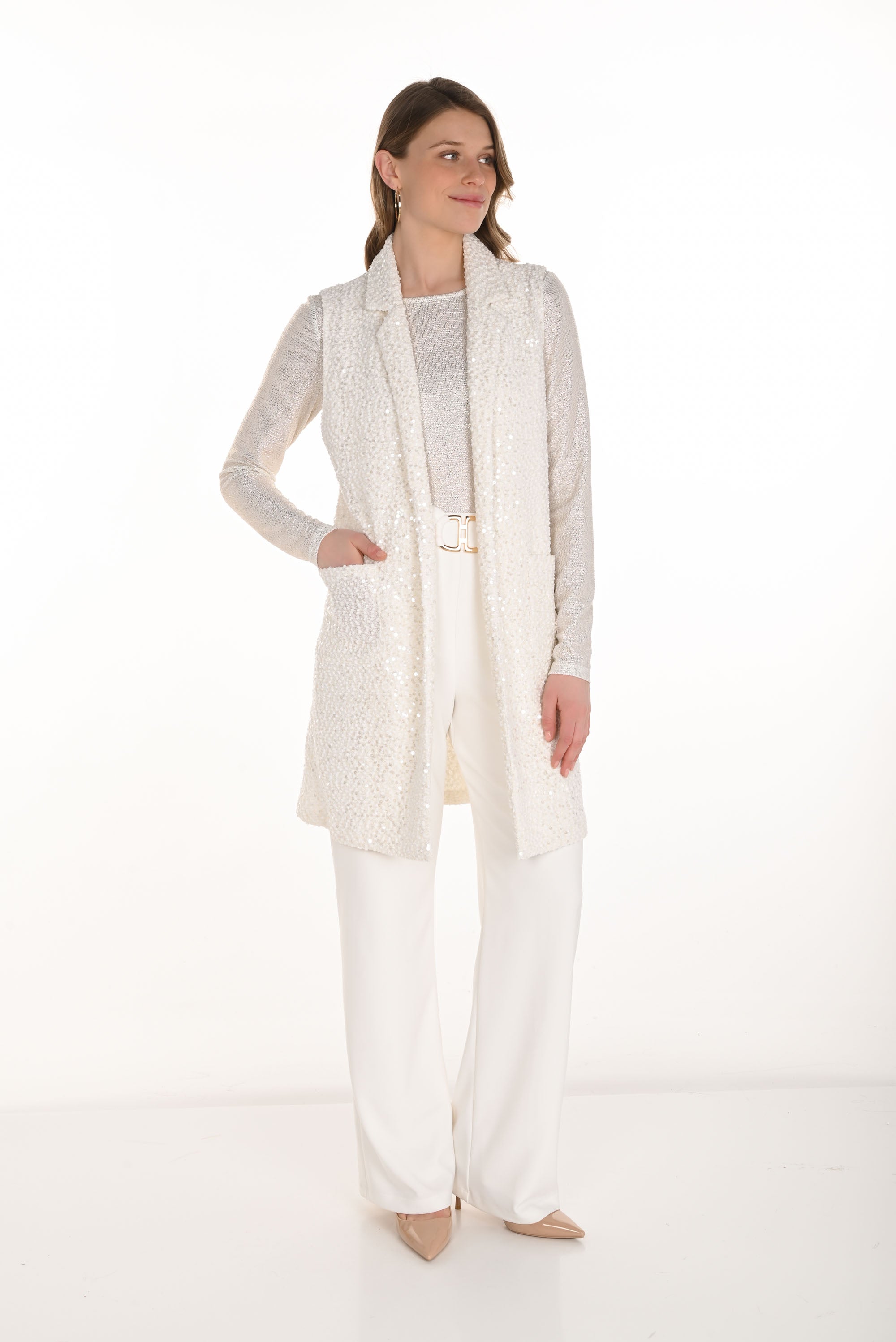 Frank Lyman High-Waist Trousers with Gold Buckle Style 254037