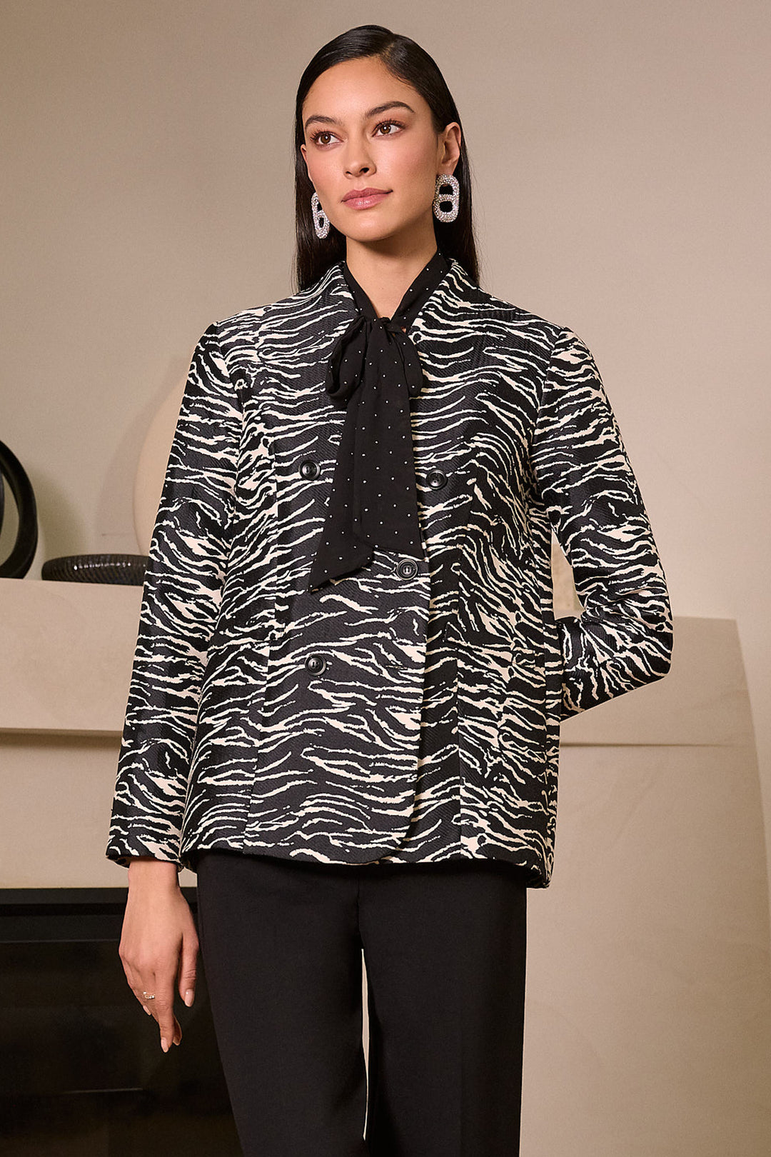 Joseph Ribkoff Jacquard Animal Print Straight Blazer Style 254072