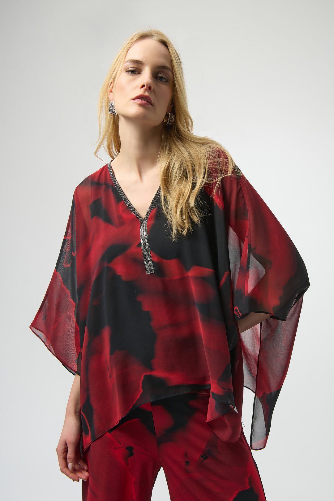 Joseph Ribkoff Abstract Print Poncho Top Style 254090