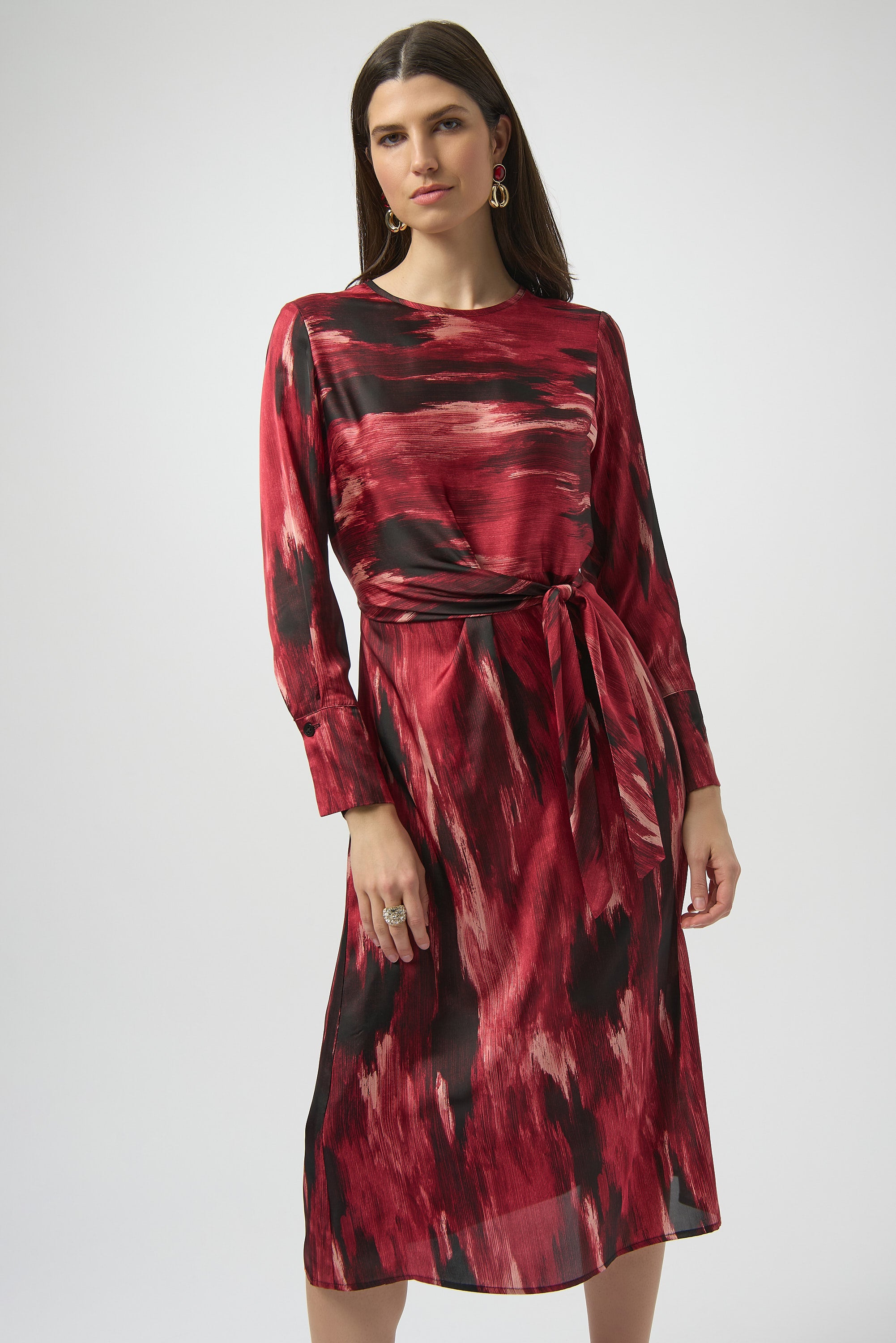 Joseph Ribkoff Black/Red Abstract Print Fit & Flare Dress Style 254124 Black/Red / 20 Joseph Ribkoff Black/Red Abstract Print Fit & Flare Dress Style 254124 Black/Red / 20