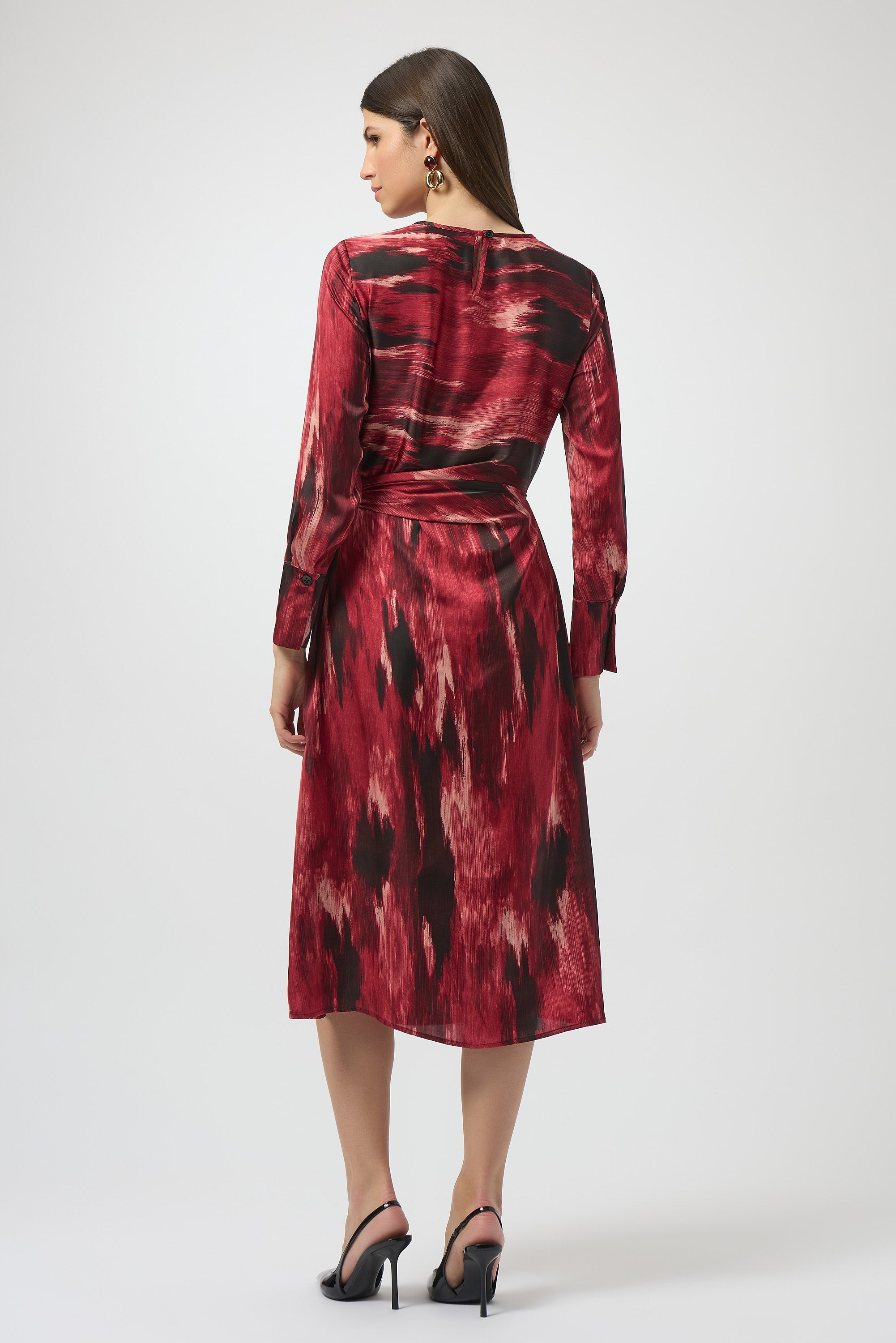 Joseph Ribkoff Black/Red Abstract Print Fit & Flare Dress Style 254124 Black/Red / 20 Joseph Ribkoff Black/Red Abstract Print Fit & Flare Dress Style 254124 Black/Red / 20