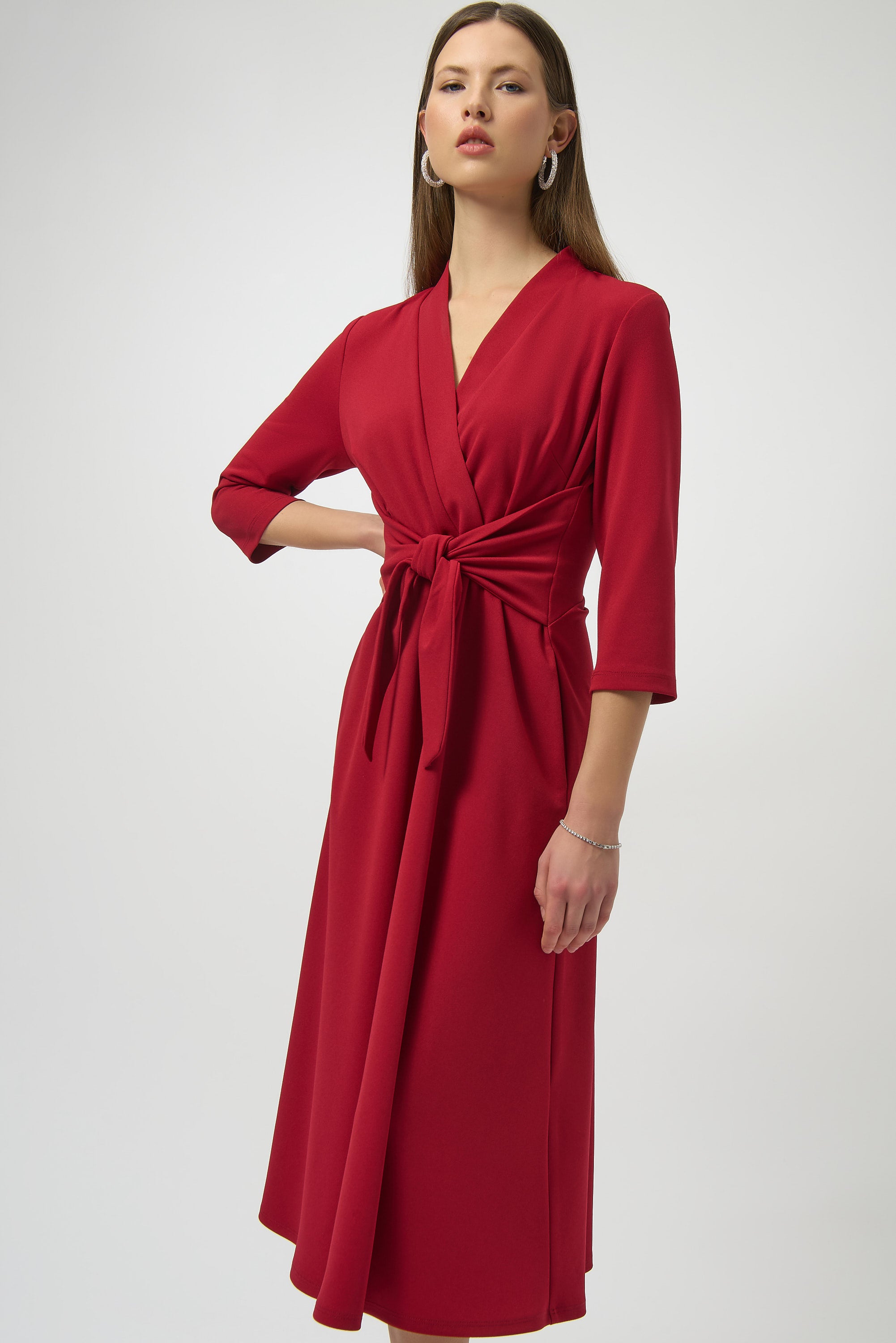 scuba crepe fit & flare dress Scuba Crepe V-Neck Fit & Flare Dress (Women)