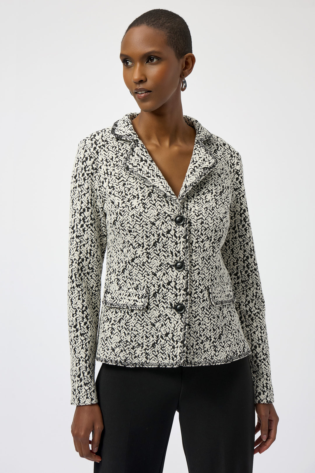 Joseph Ribkoff Abstract Jacquard Knit Fitted Blazer Style 254146