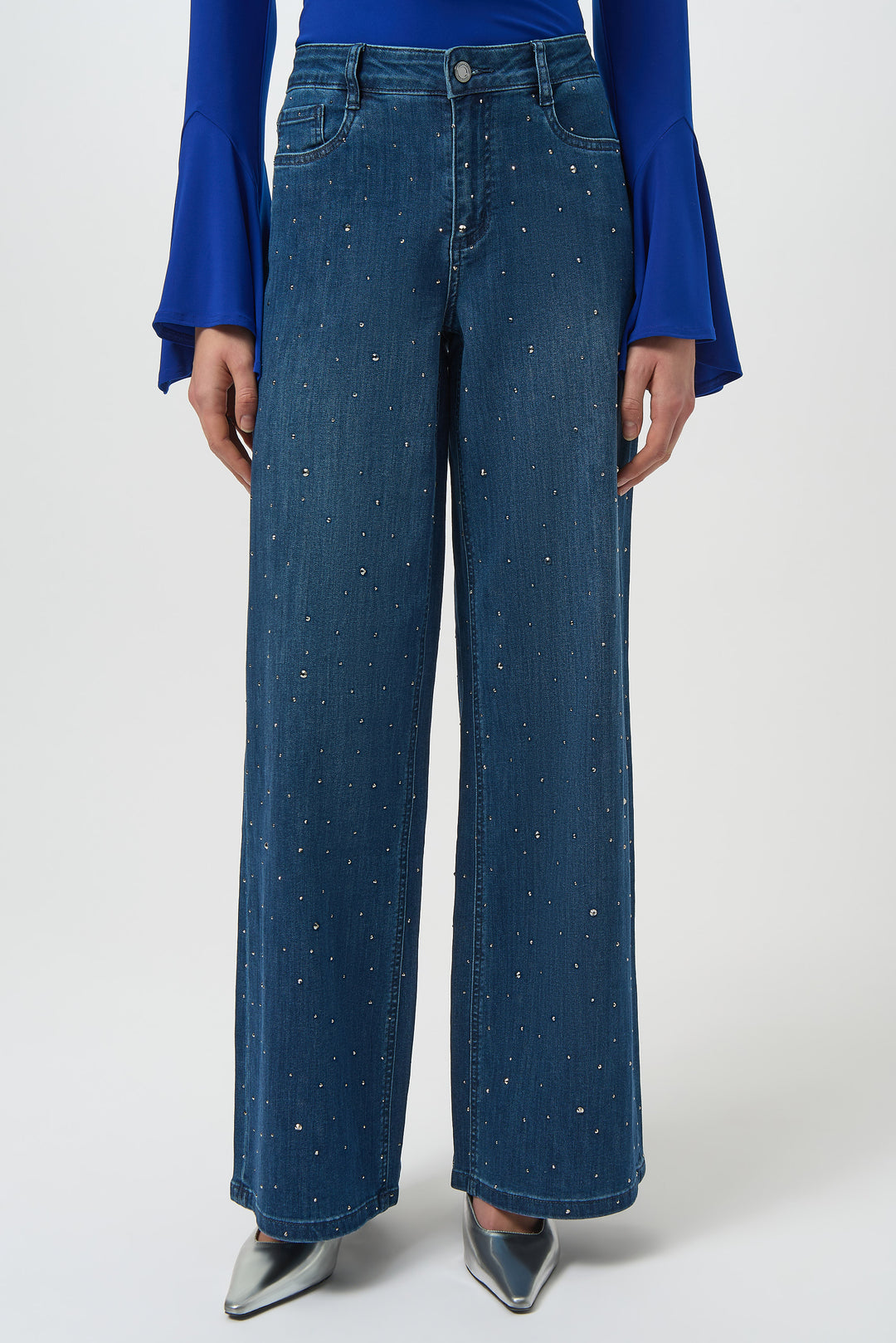 Joseph Ribkoff Classic Wide Leg Jeans with Rhinestones Style 254921