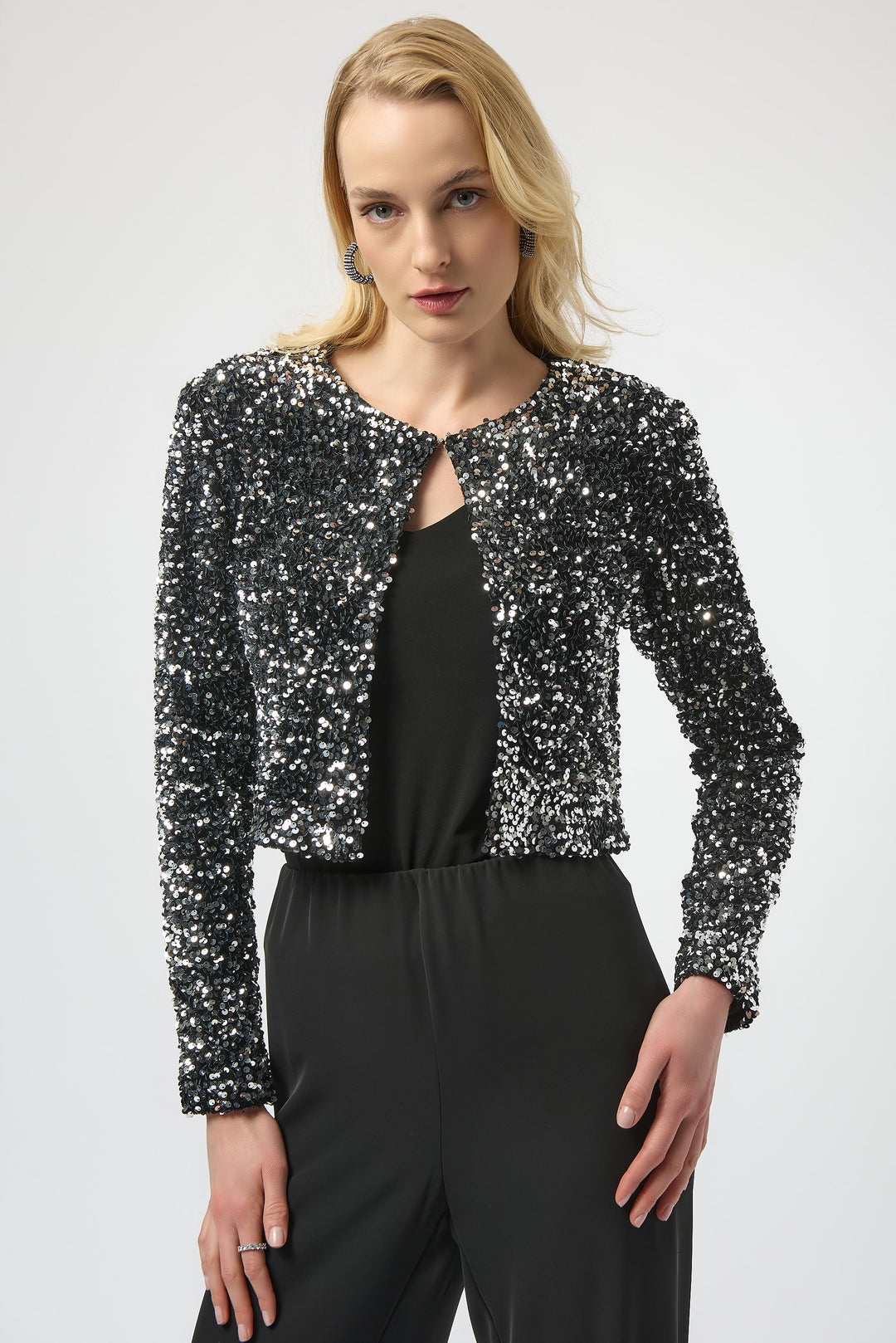 Joseph Ribkoff Sequined Velvet Cropped Cover-Up Style 254930