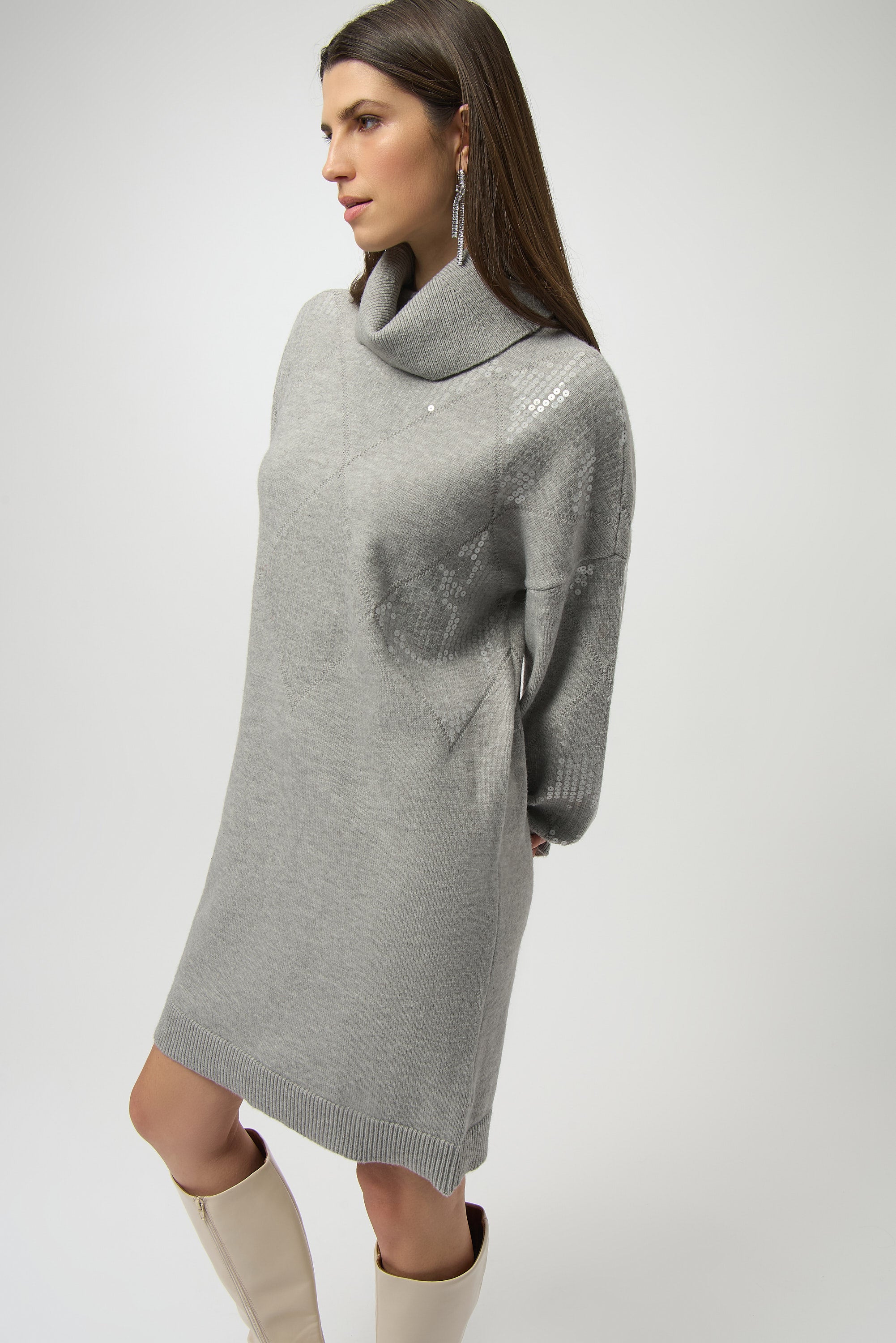 joseph ribkoff grey dress Joseph Ribkoff chain-detail Midi Dress | Grey