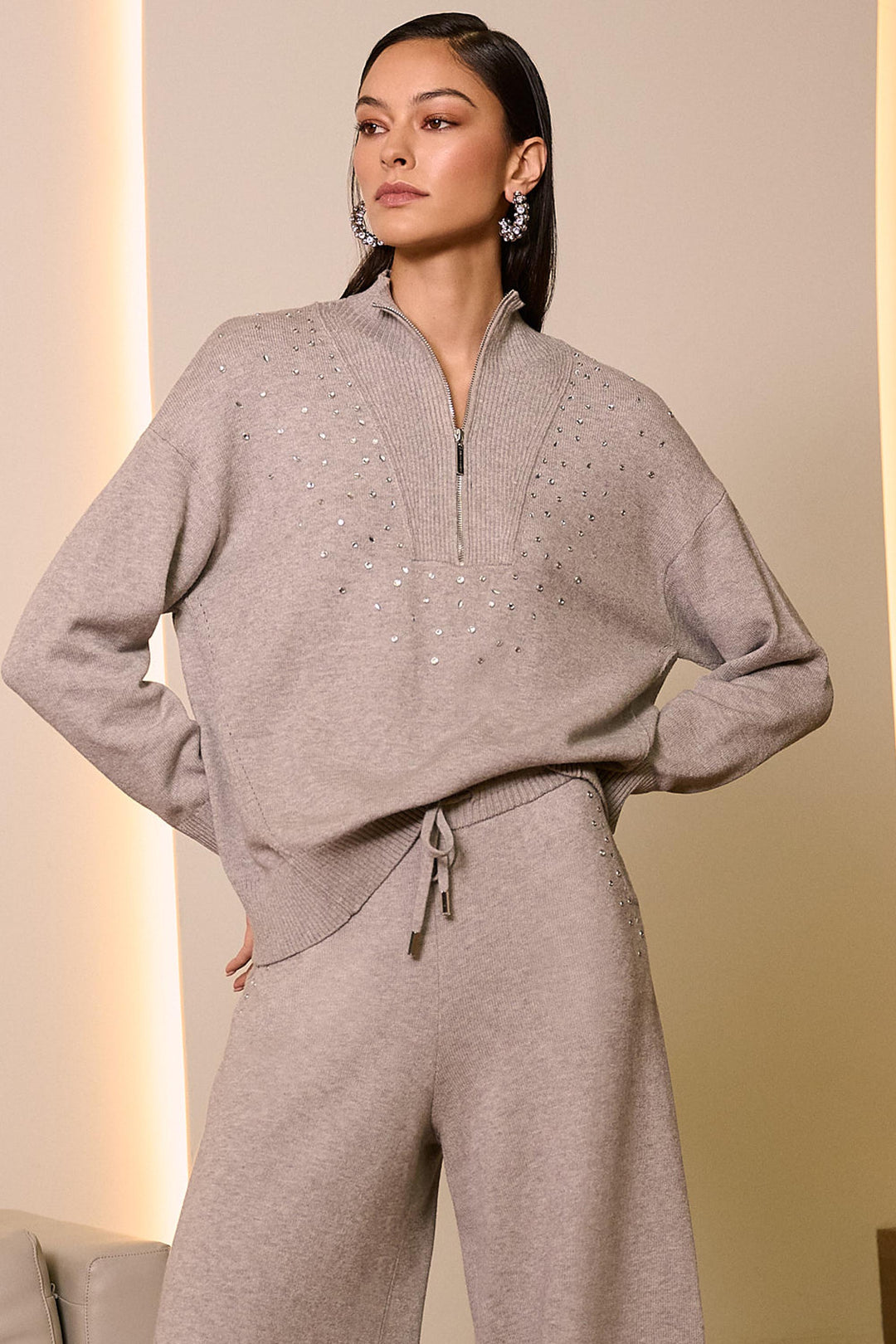 Joseph Ribkoff Mock Neck Pullover with Rhinestones Style 254933