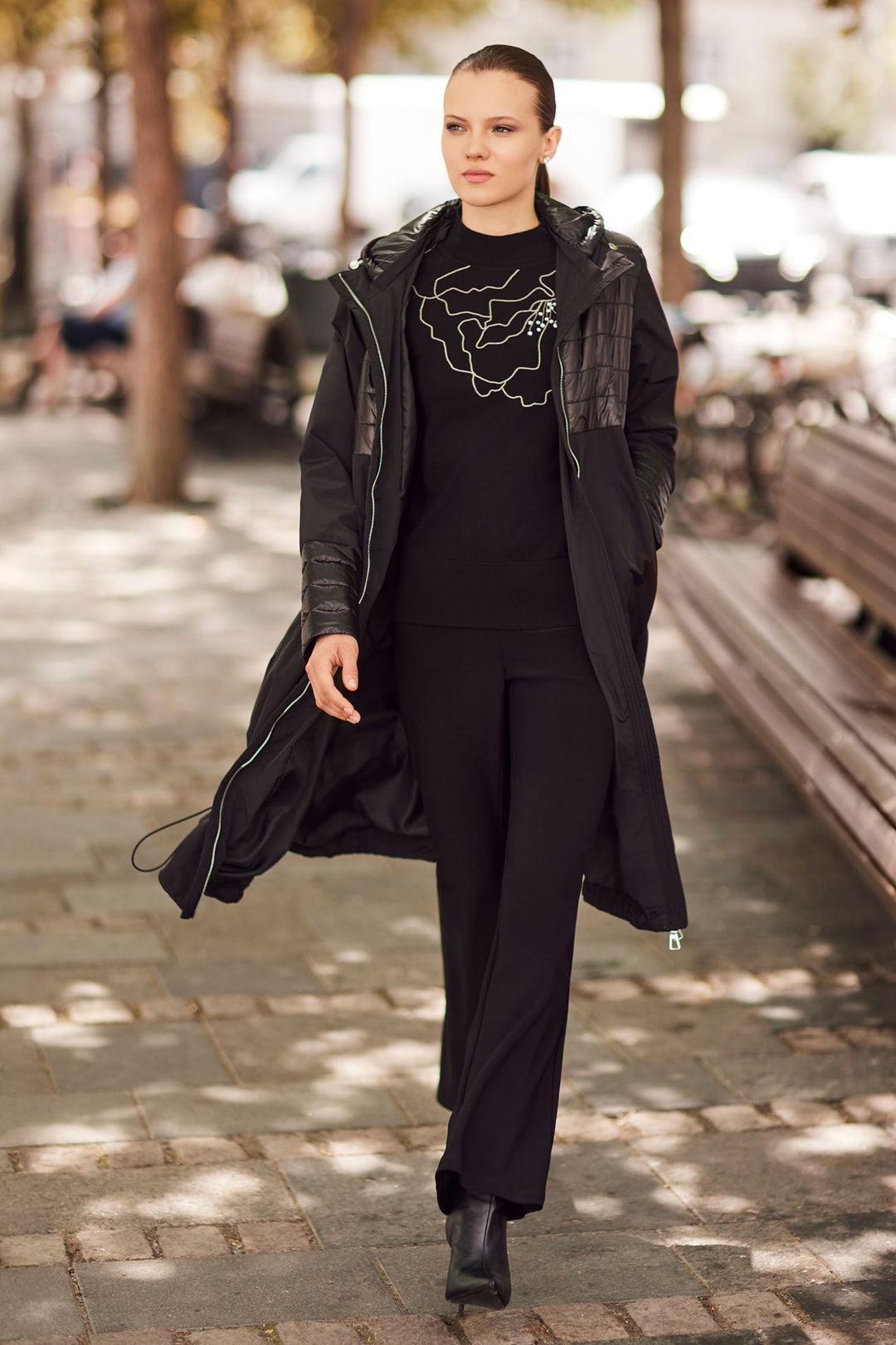Frank Lyman Chic Long Hooded Coat Style 254937