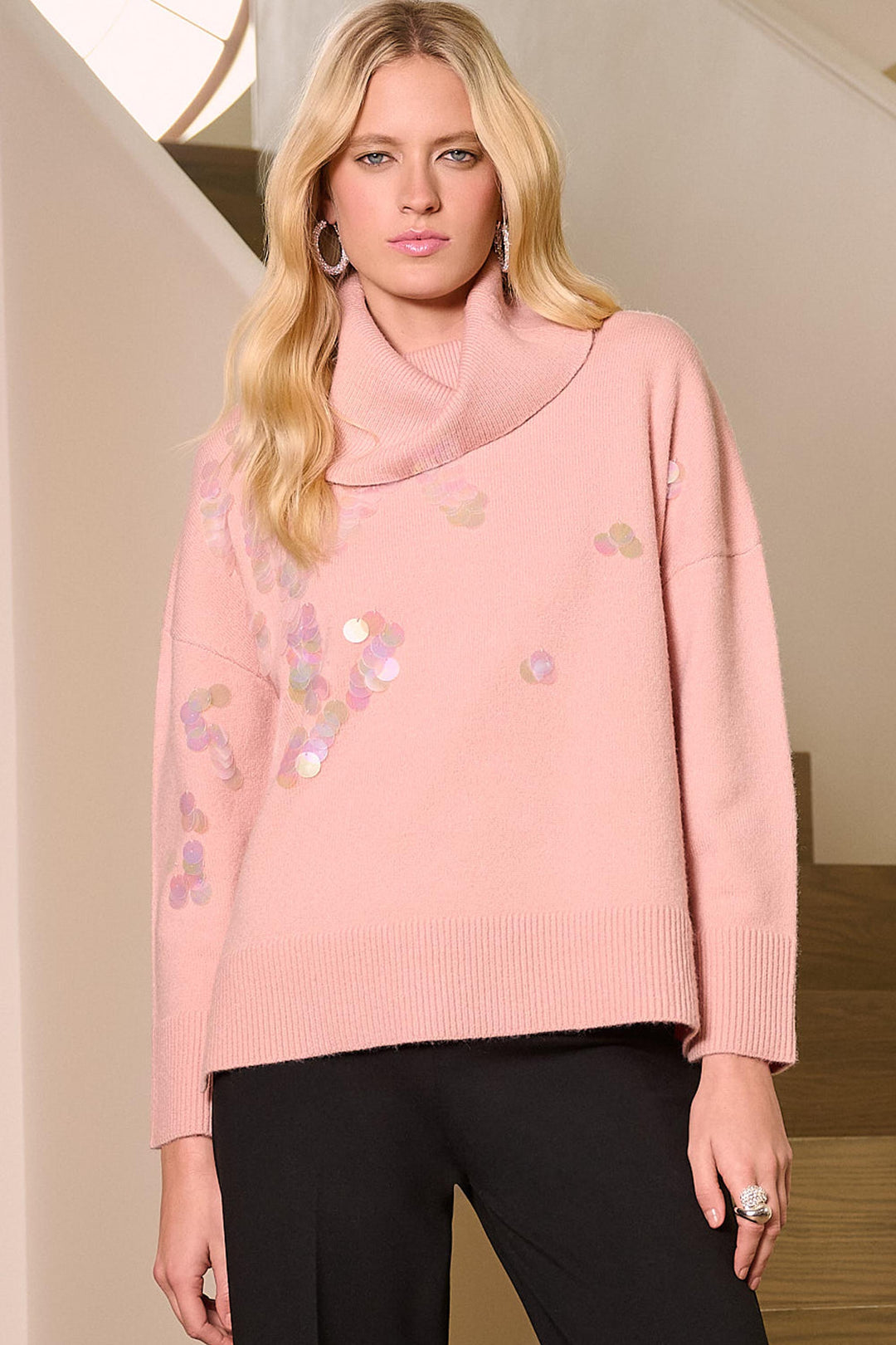 Joseph Ribkoff Turtleneck Pullover with Sequins Stye 254942