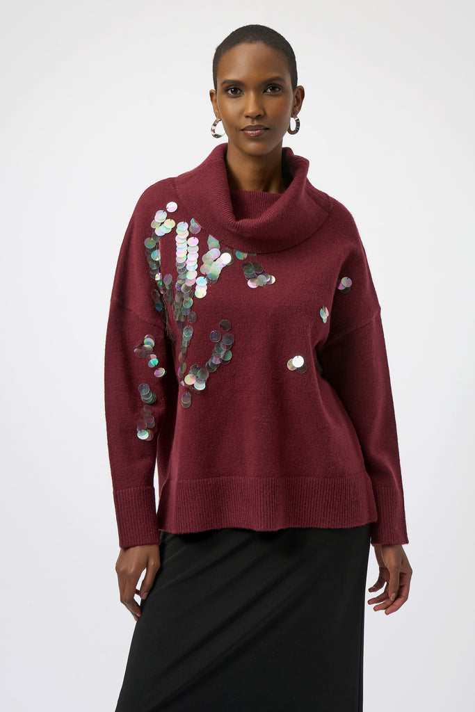 Joseph Ribkoff Turtleneck Pullover with Sequins Stye 254942 – DECABANA