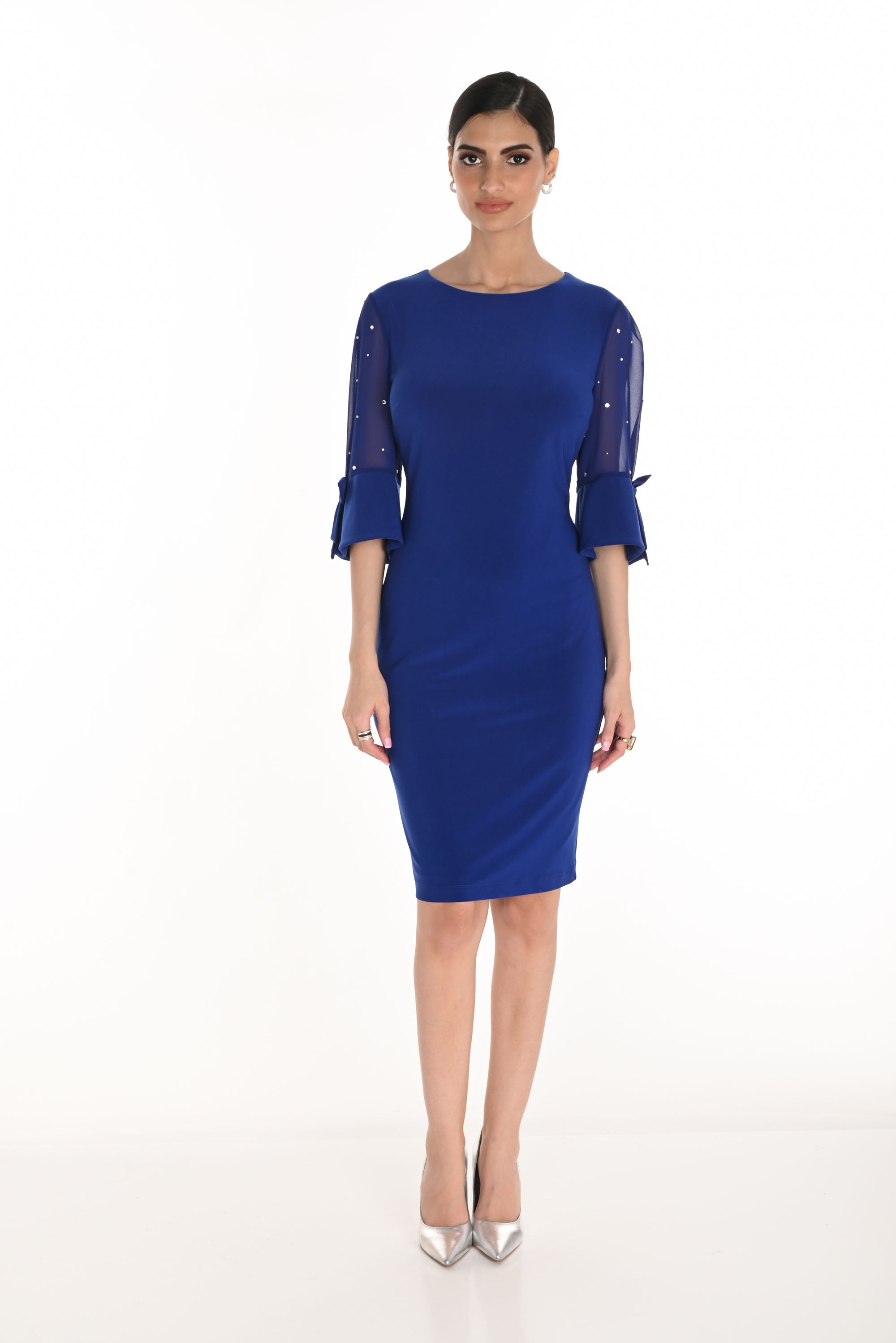Frank Lyman Imperial Blue Bell-sleeve Sheath Dress Style 259025 DECABANA Frank Lyman Imperial Blue Bell-sleeve Sheath Dress Style 259025 DECABANA