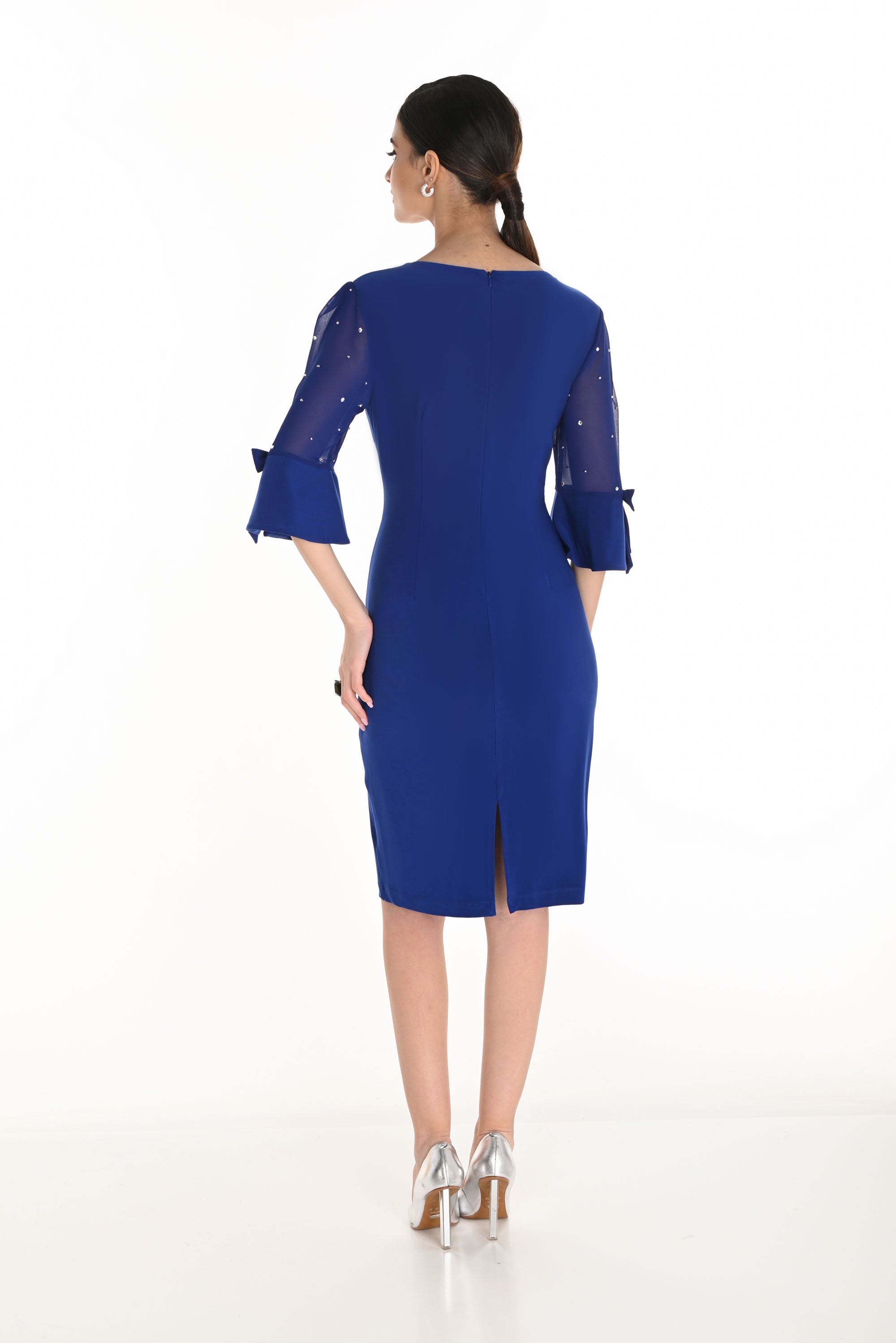 blue sheath dresses INSPIRE CHIC Women's Sleeveless Boat Neck Casual Office Sheath Dresses 3X-Large Light Blue