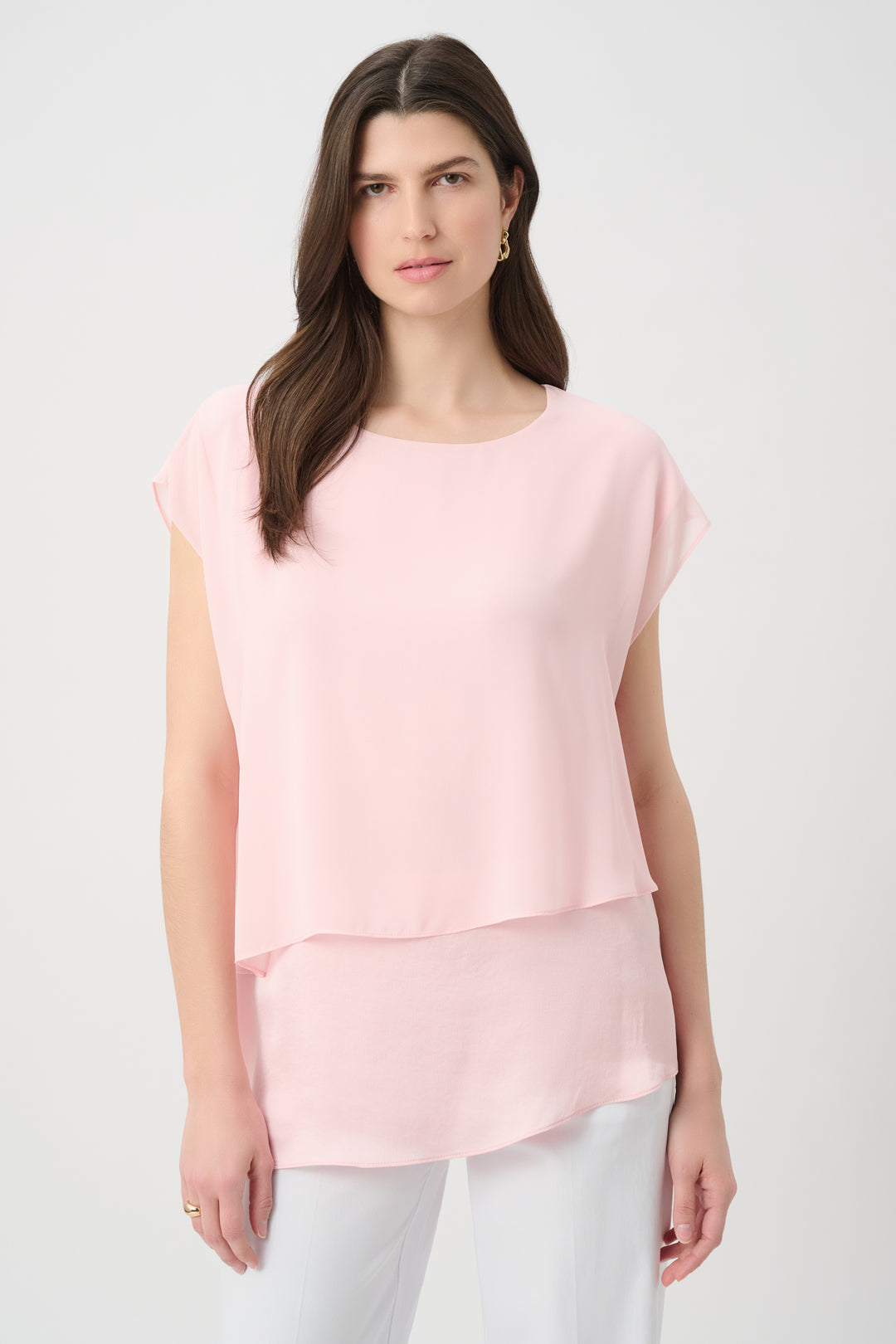Joseph Ribkoff Satin & Chiffon Asymmetrical Tunic Style 261028