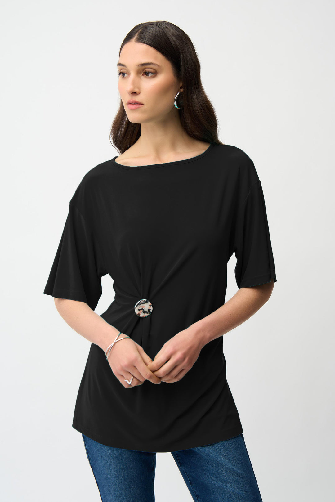 Joseph Ribkoff Fit and Flare Tunic With Brooch Style 261029