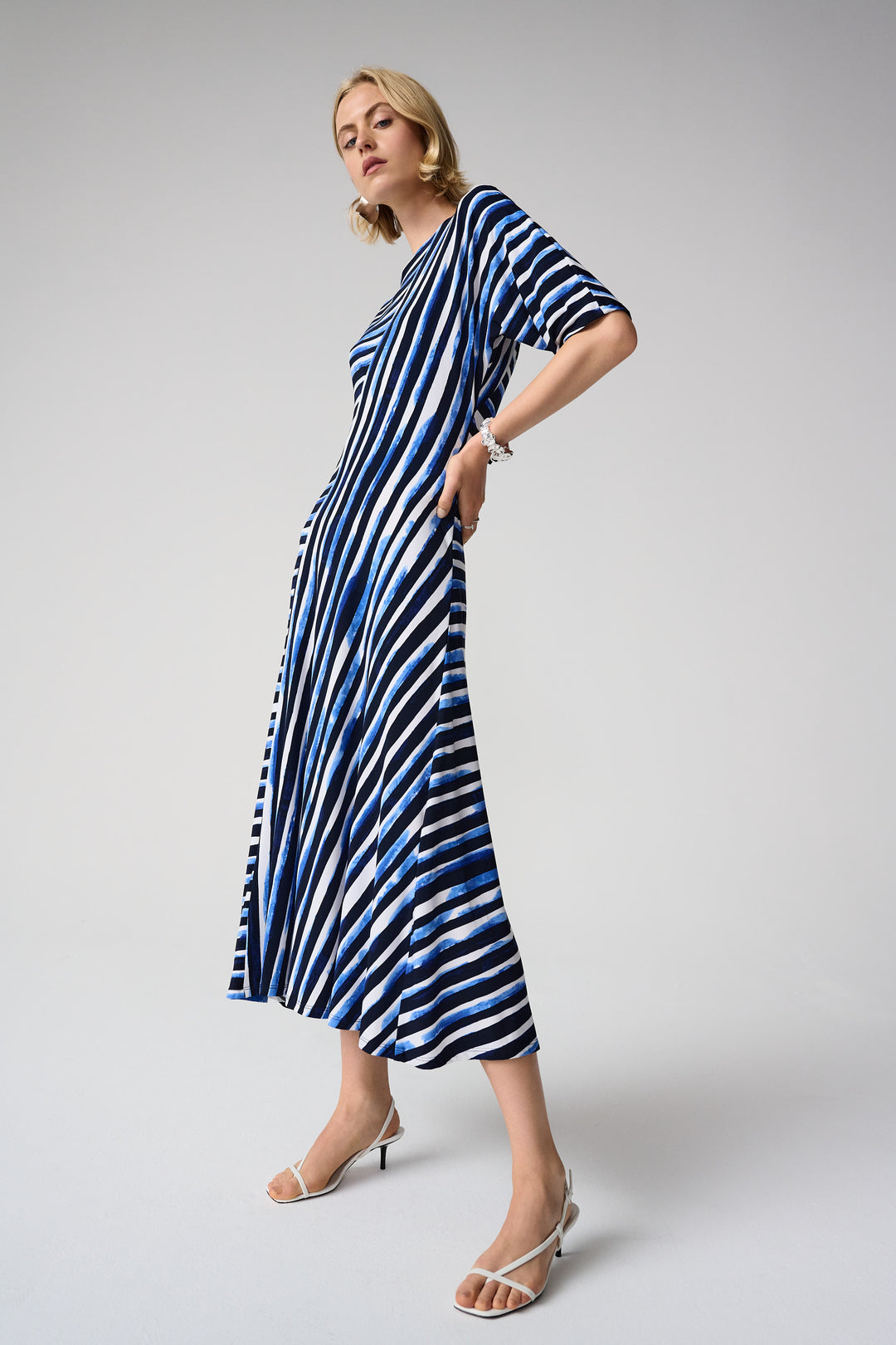 Joseph Ribkoff Stripe Print Fit and Flare Dress Style 261047 DECABANA Joseph Ribkoff Stripe Print Fit and Flare Dress Style 261047 DECABANA