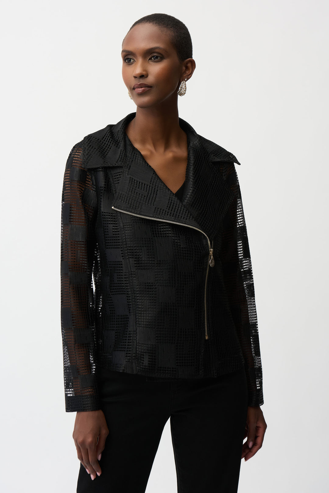 Joseph Ribkoff Moto Jacket With Asymmetric Zipper Style 261074