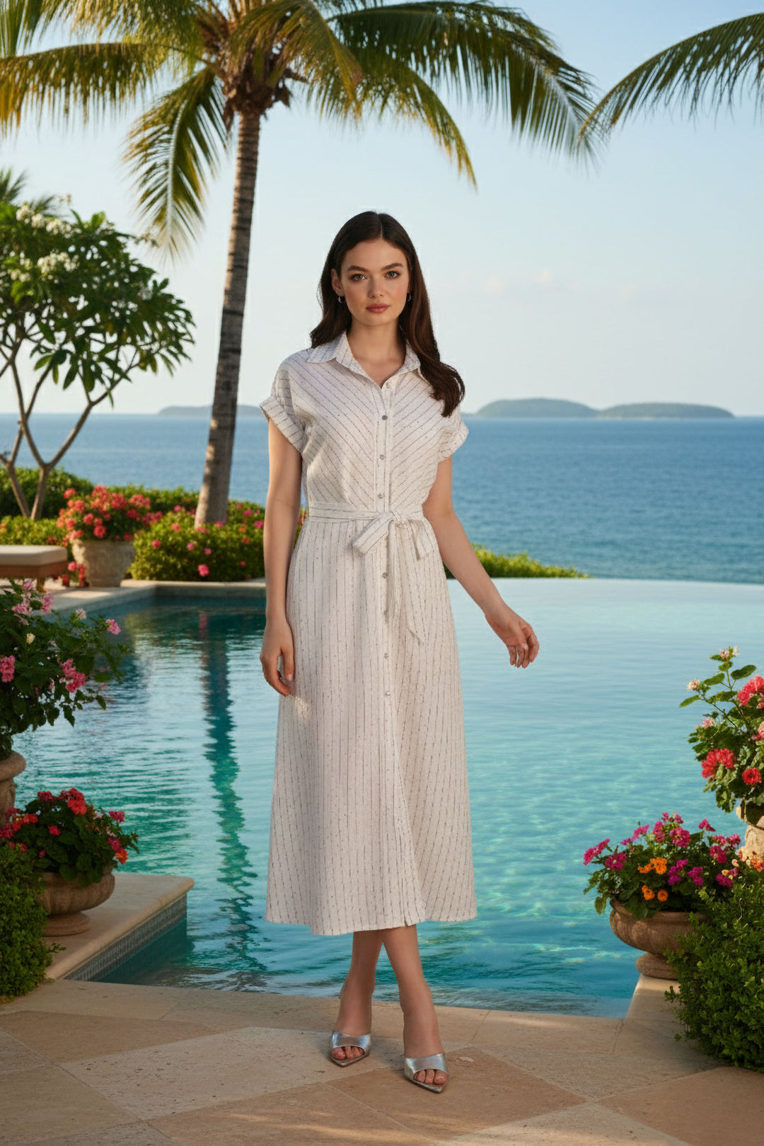 Frank Lyman Striped Casual Shirt Dress Style 261102