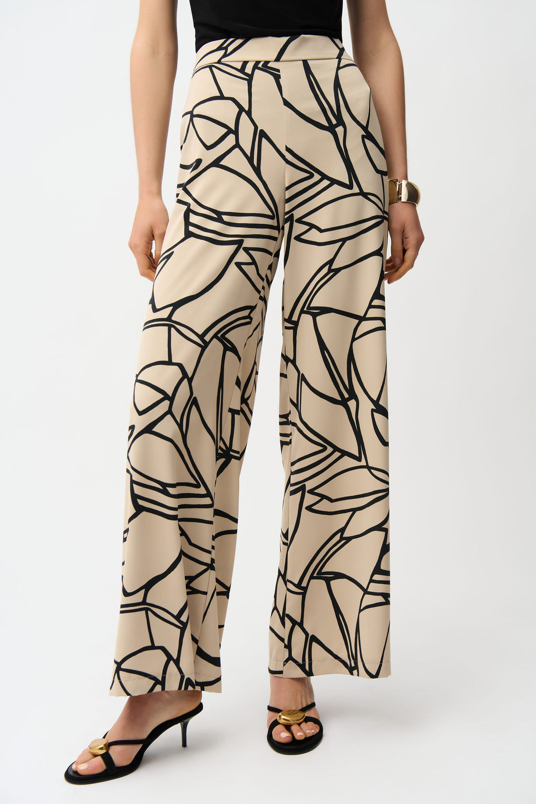 Joseph Ribkoff Woven Abstract Print Wide Leg Pull-On Pants Style 261126.