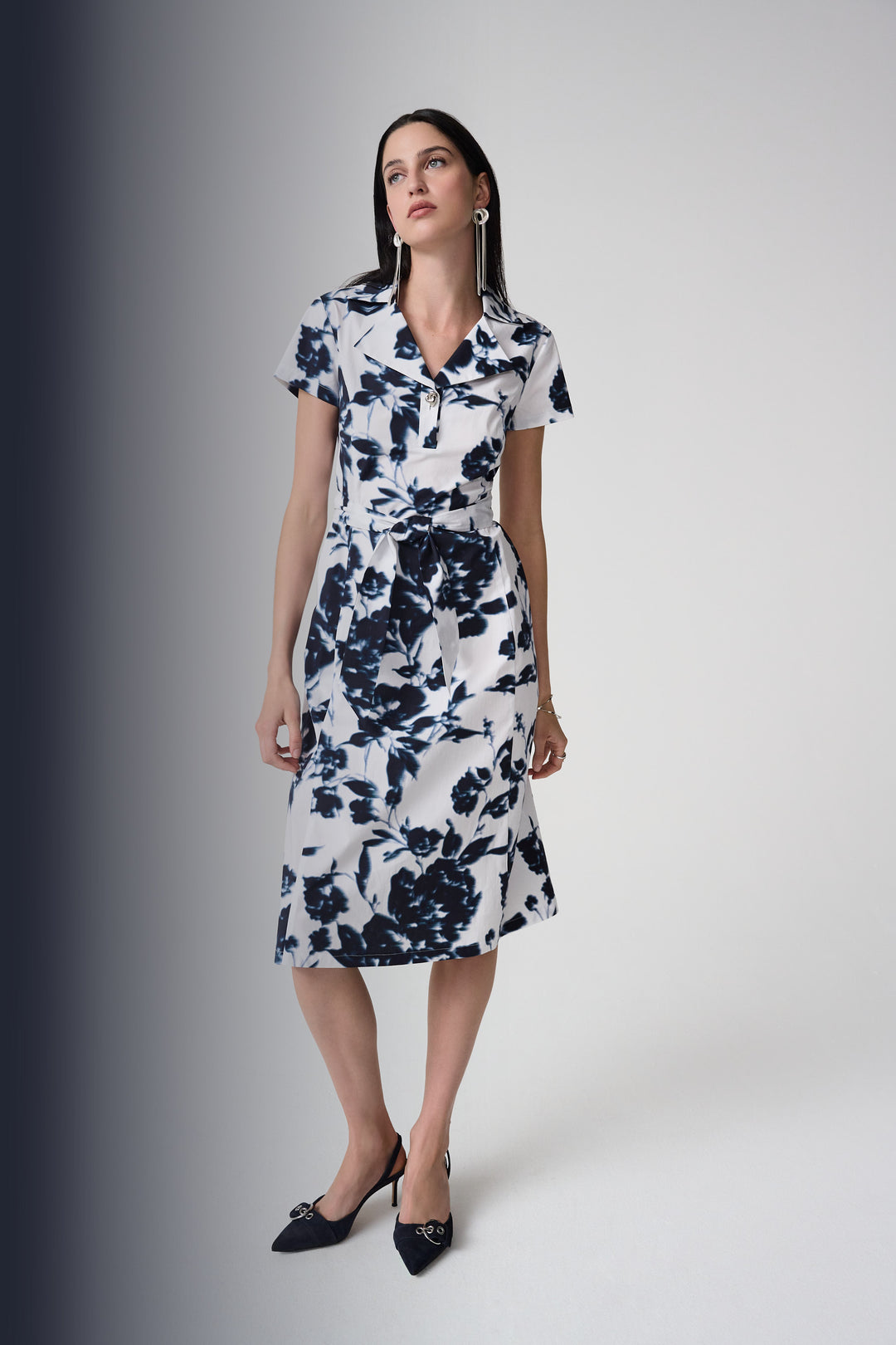 Joseph Ribkoff Floral Print Fit And Flare Shirt Dress Style 261147