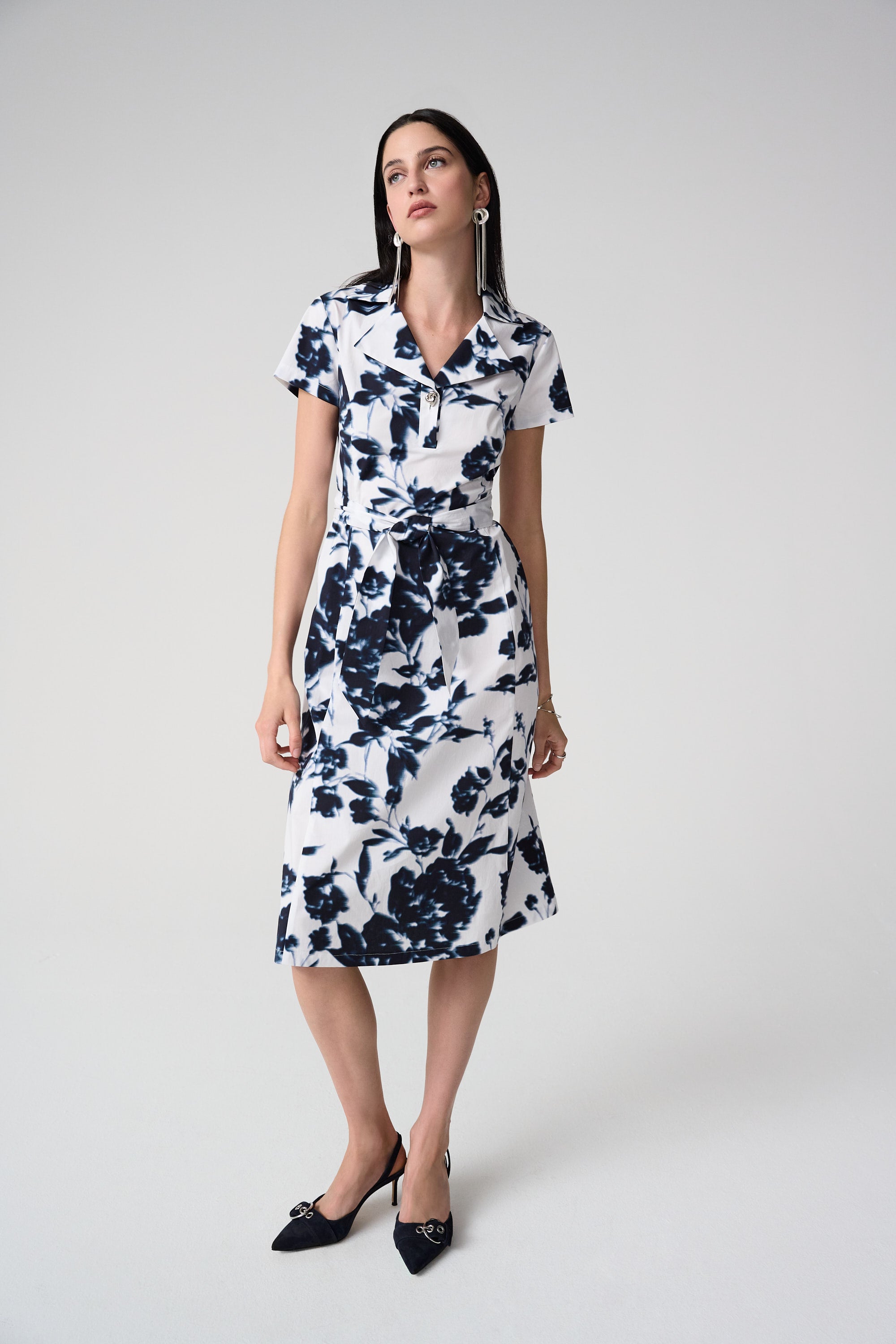 Joseph Ribkoff Floral Print Fit And Flare Shirt Dress Style 261147 Joseph Ribkoff Floral Print Fit And Flare Shirt Dress Style 261147
