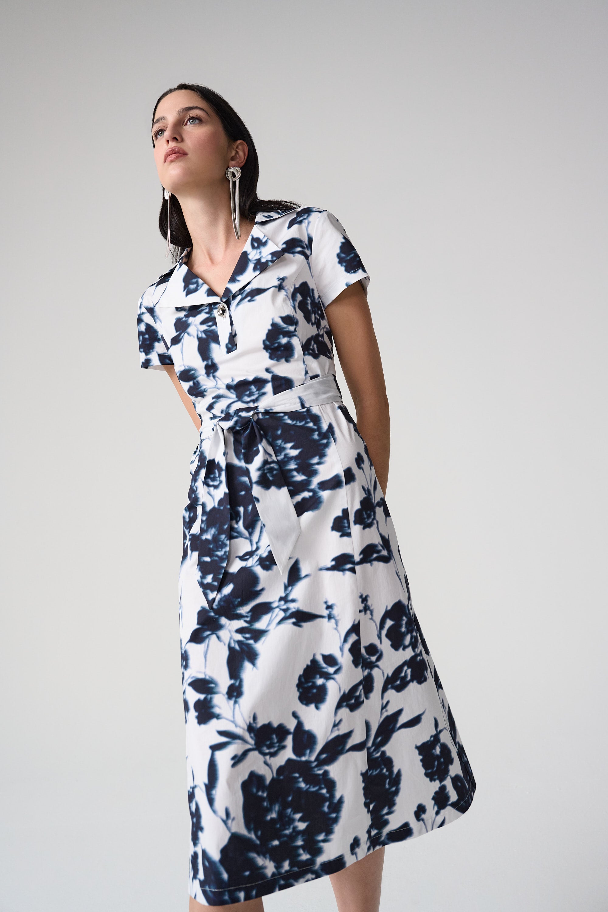 fit and flare shirt dress Joseph Ribkoff Floral Print Fit And Flare Shirt Dress Style 261147