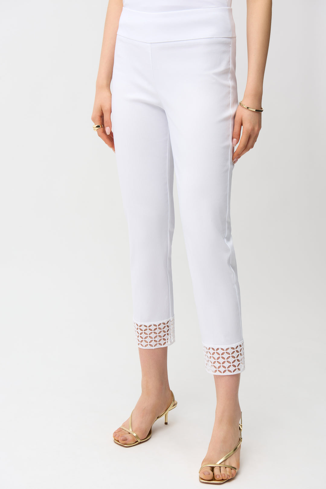 Joseph Ribkoff Pull-On Crop Pants With Guipure Detail Style 261159