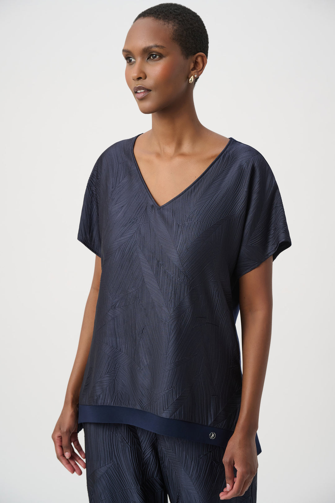 Joseph Ribkoff Pleated Satin Boxy Top With Silky Knit Back Style 261160