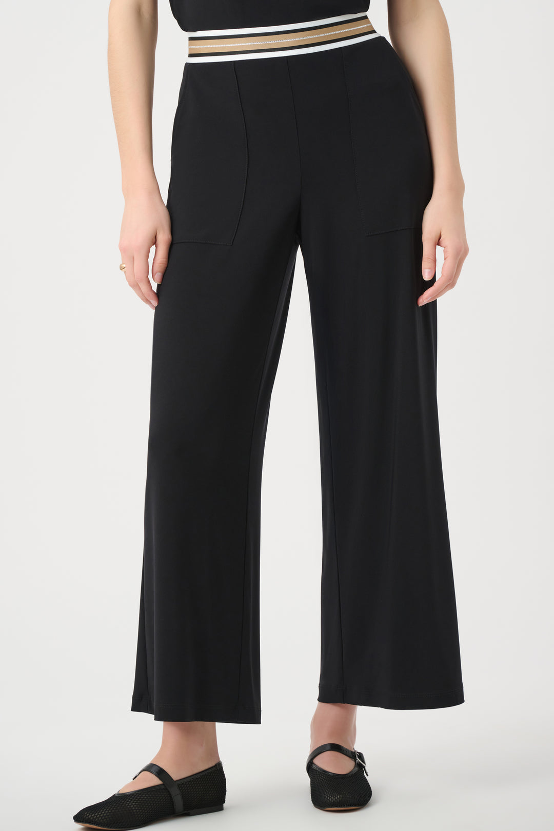 Joseph Ribkoff Wide Leg Pull-On Pants With Stripe Waistband Style 261165