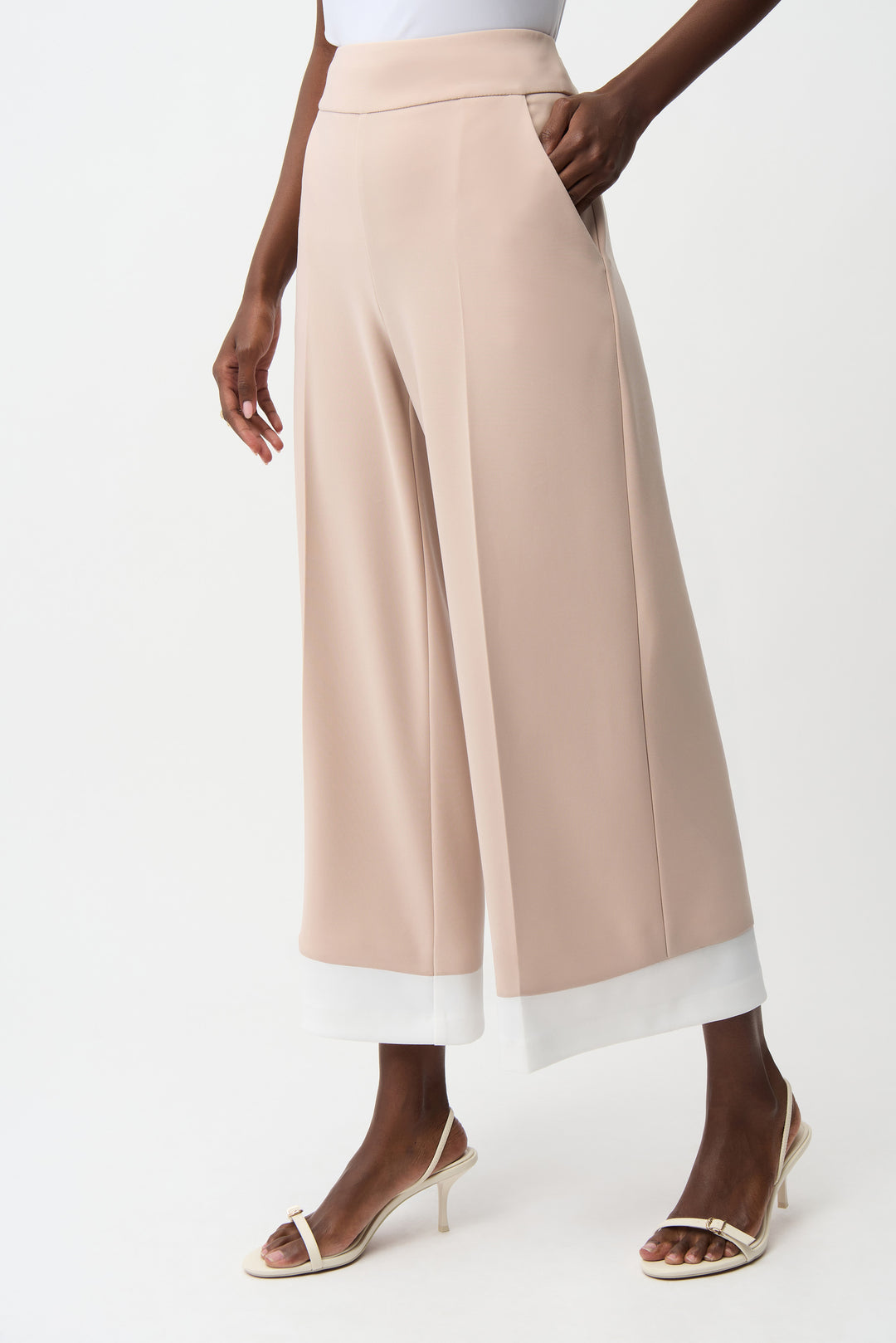 Joseph Ribkoff Silky Knit Pull-On Culotte Pants With Contrast Piping Style 261166.