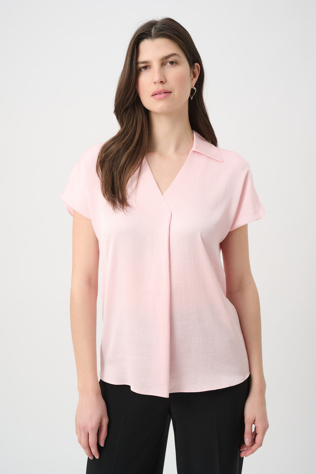 Joseph Ribkoff Satin Boxy Top With Shirt Collar Style 261191