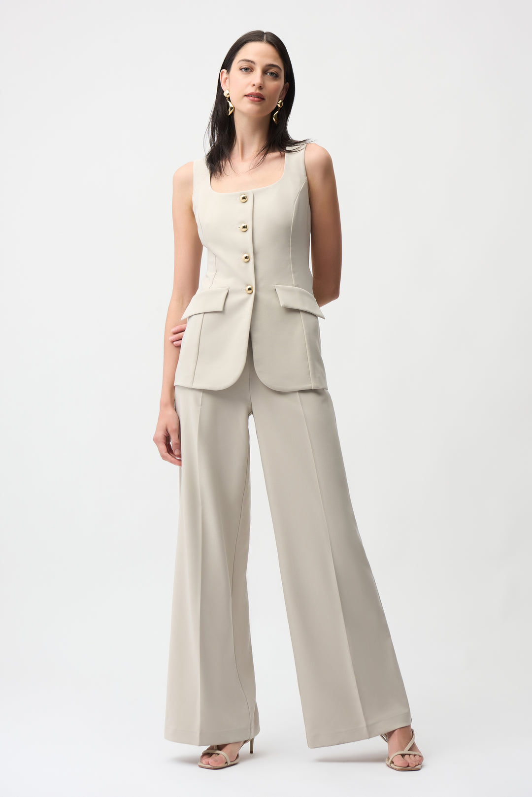 Joseph Ribkoff Lux Twill Wide-Leg Pantsuit-Style Jumpsuit Style 261214.