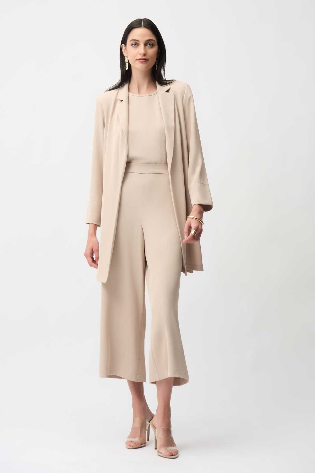 Joseph Ribkoff Woven Twill Longline Blazer With Notched Collar Style 261216.