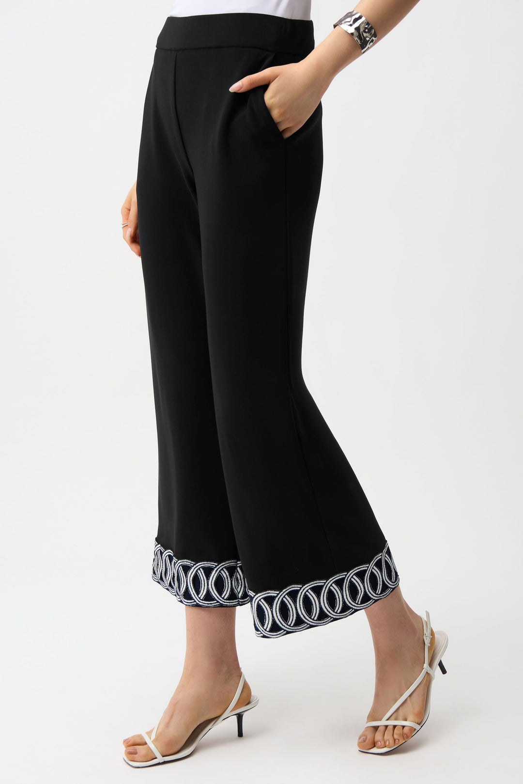 Joseph Ribkoff Pull-On Culotte Pants With Guipure Detail Style 261246
