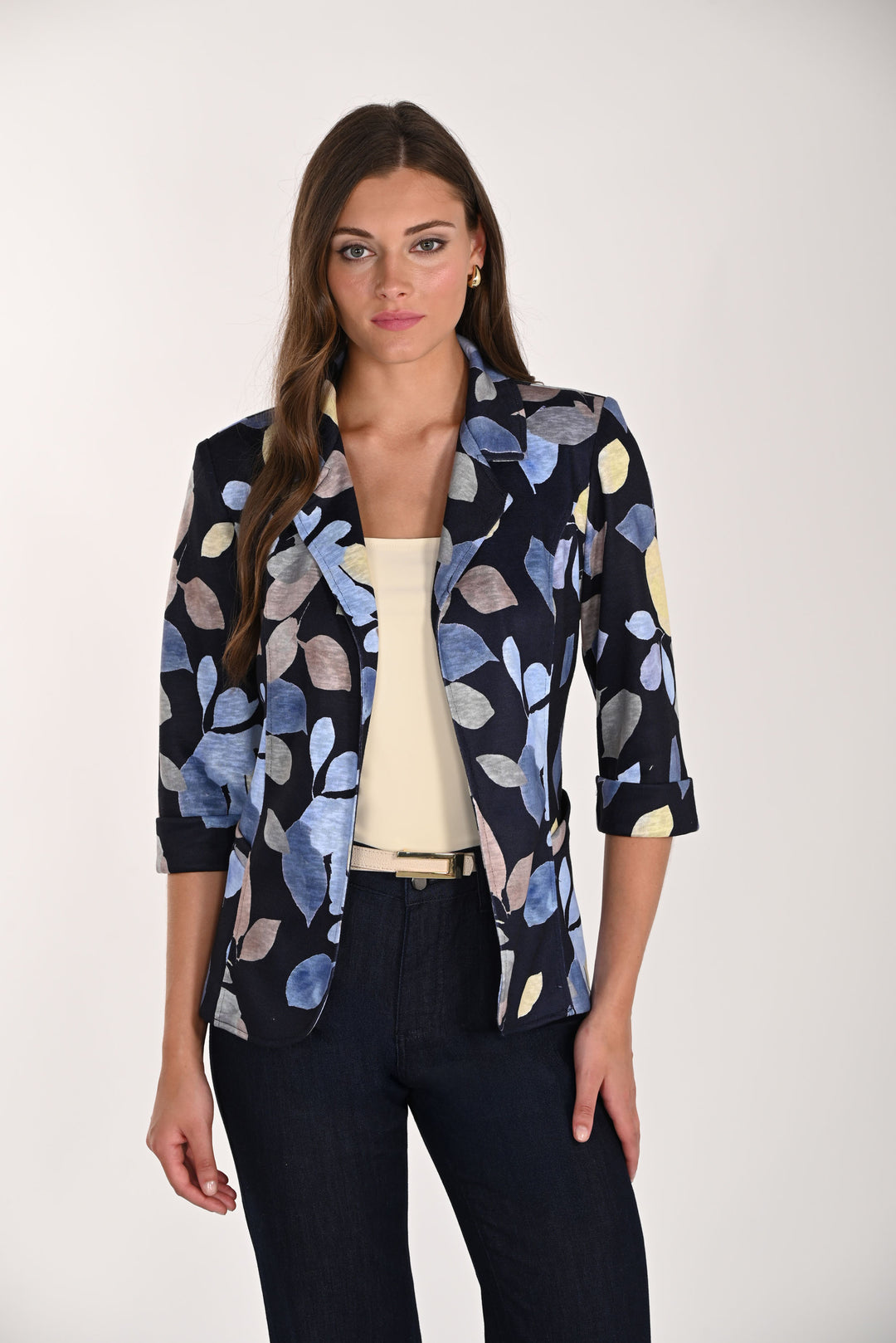 Frank Lyman Leaf Print Open Front Jacket Style 261297