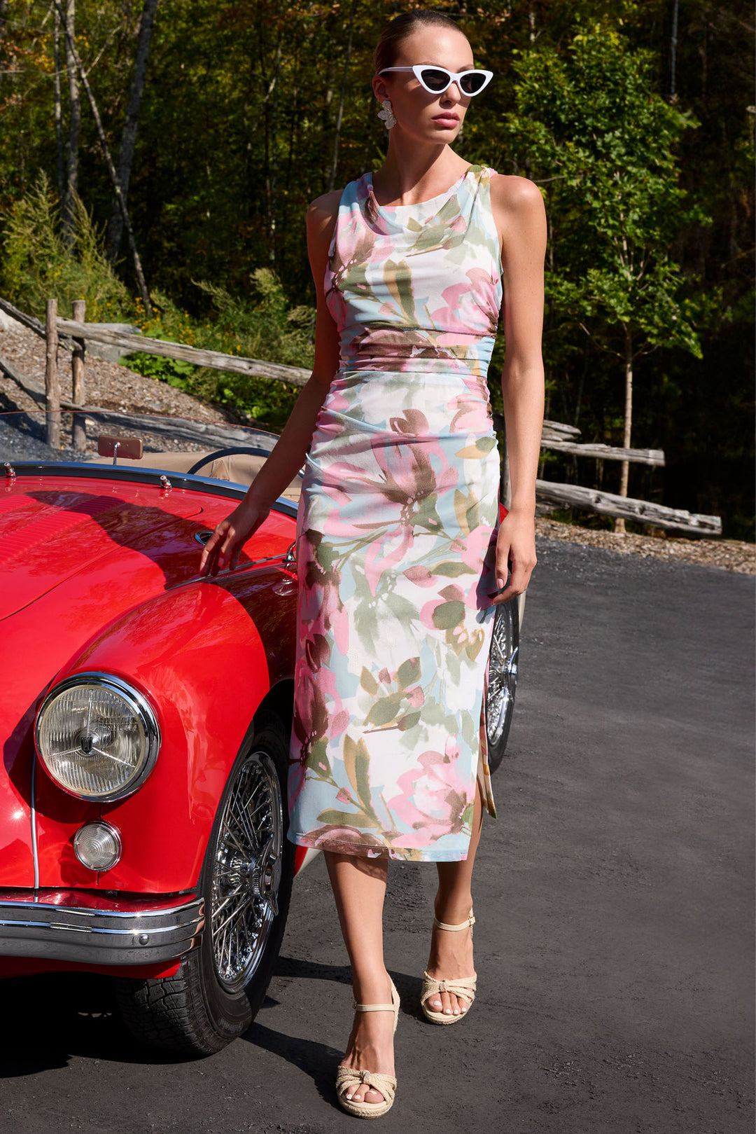 Frank Lyman Sleeveless Floral Midi Dress Style 261362