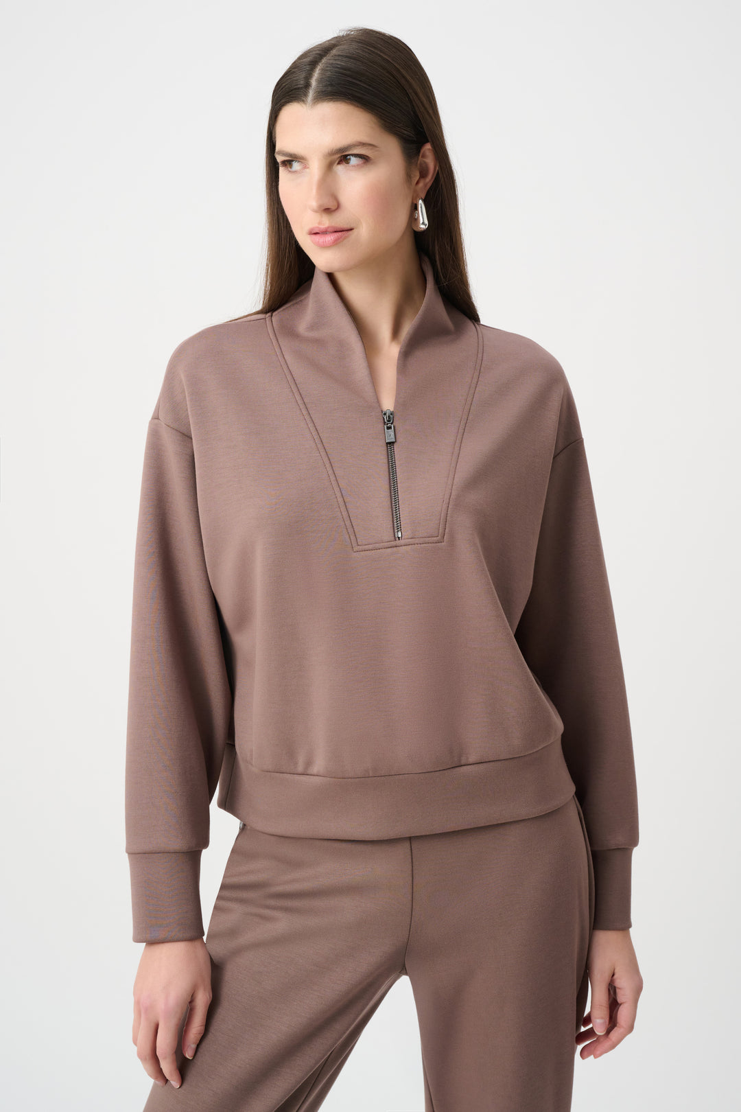 Joseph Ribkoff Sweatshirt With High Collar and Front Zipper Style 261610