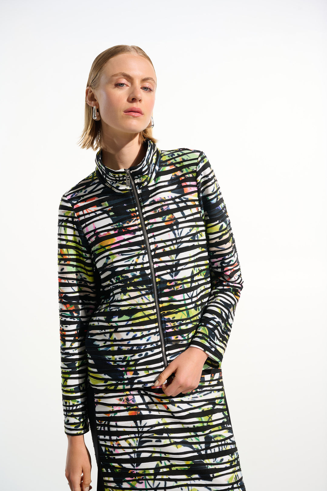 Joseph Ribkoff Tropical Print Jacket With Contrast Panel Style 261644