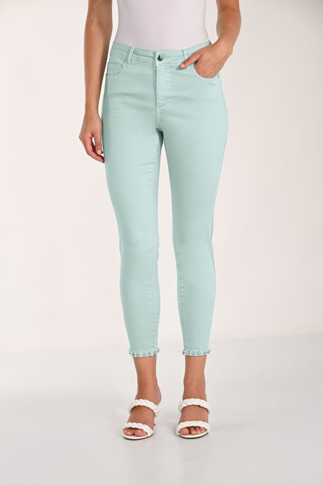 Frank Lyman Palm Tree Embellished Slim Fit Jeans Style 261661