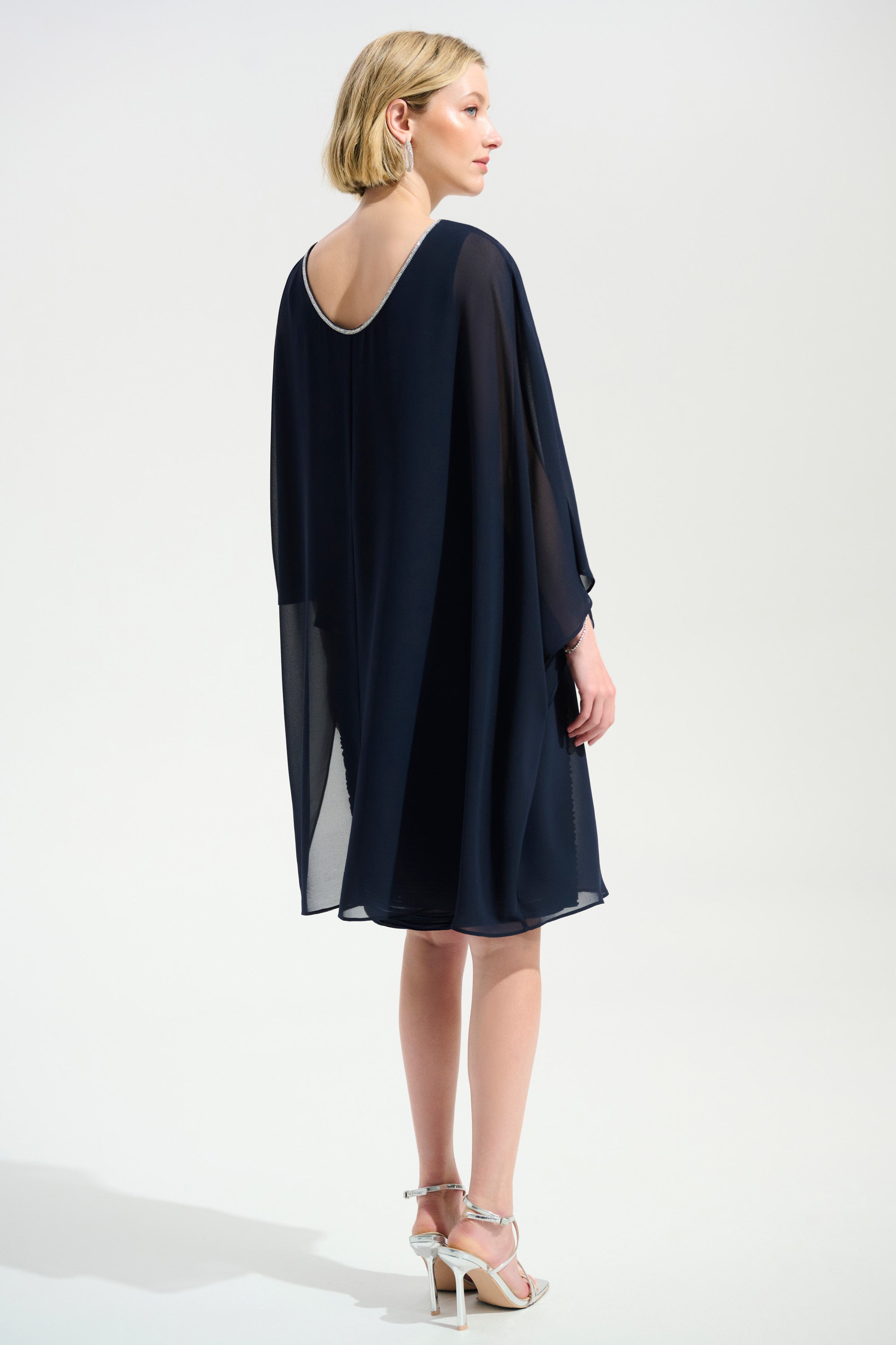 sheath dress with chiffon overlay Chiffon Cape Overlay Sheath Dress
