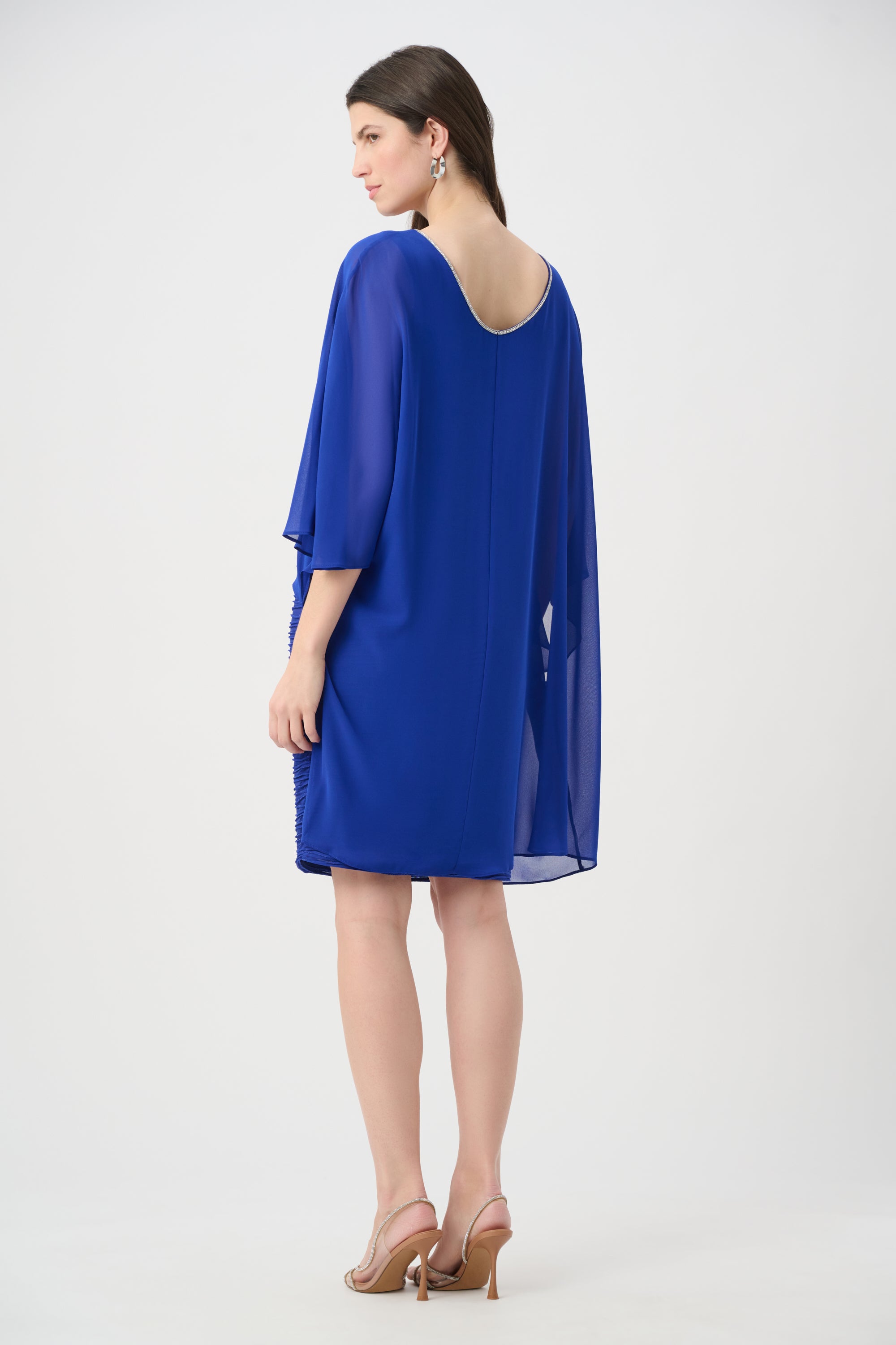 sheath dress with chiffon overlay Silk Dress w/ Chiffon Sleeves & Overlay