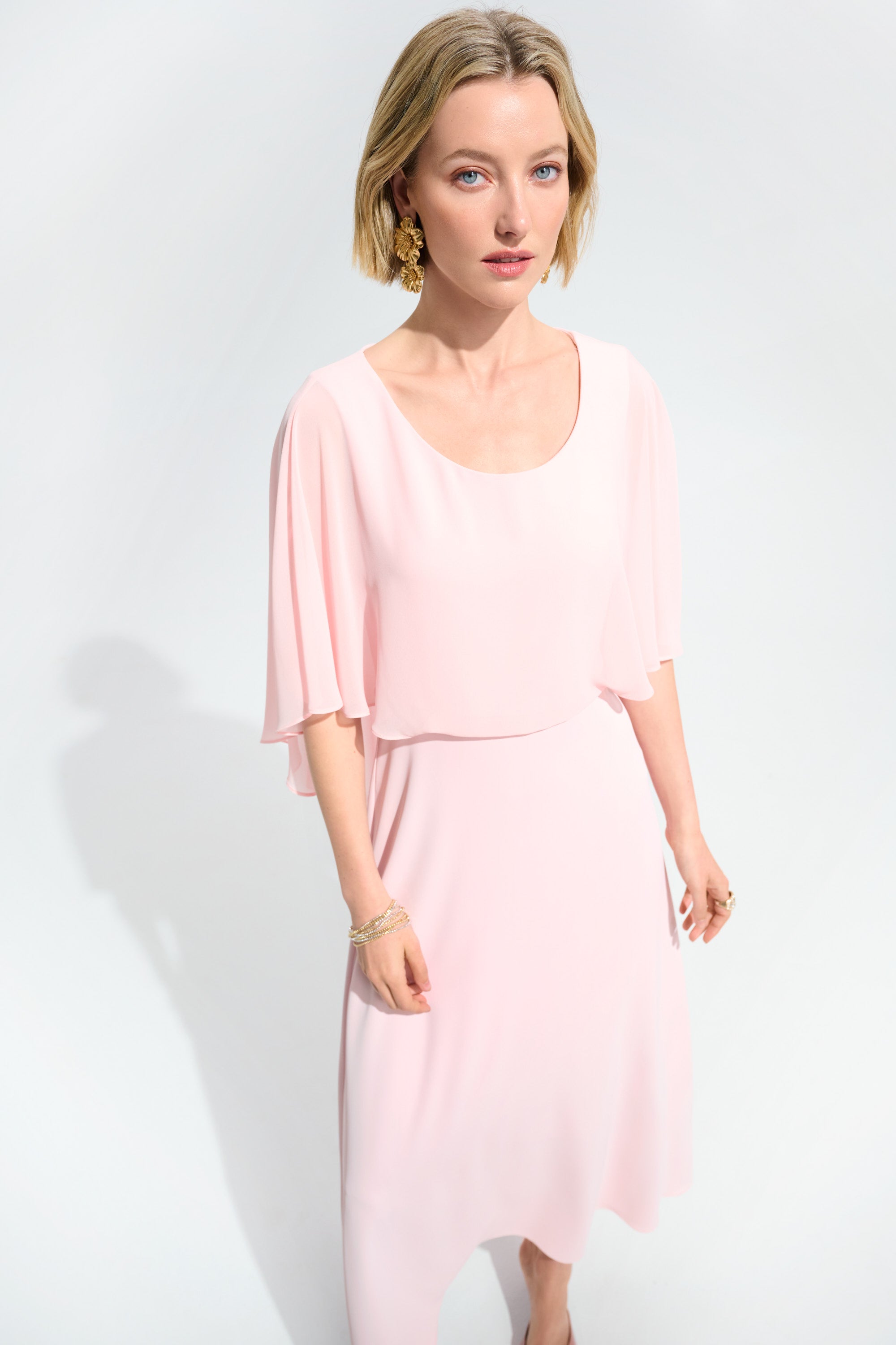Joseph Ribkoff A-Line Dress With Chiffon Overlay Style 261708 Joseph Ribkoff A-Line Dress With Chiffon Overlay Style 261708