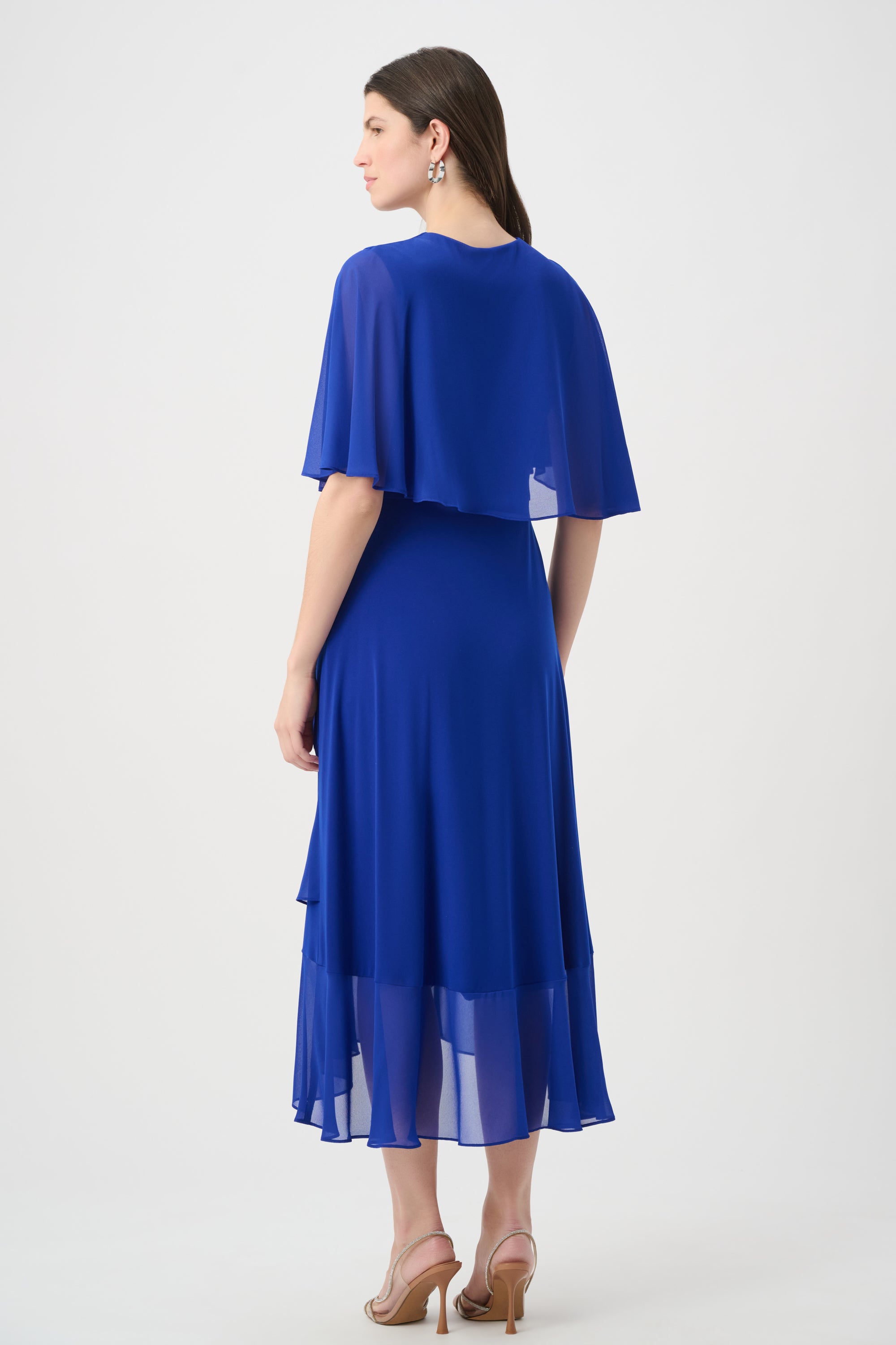 Joseph Ribkoff Flowy Wrap Dress With Buckle Rhinestones Detail Style 261714 Sky Blue / 22 Joseph Ribkoff Flowy Wrap Dress With Buckle Rhinestones Detail Style 261714 Sky Blue / 22