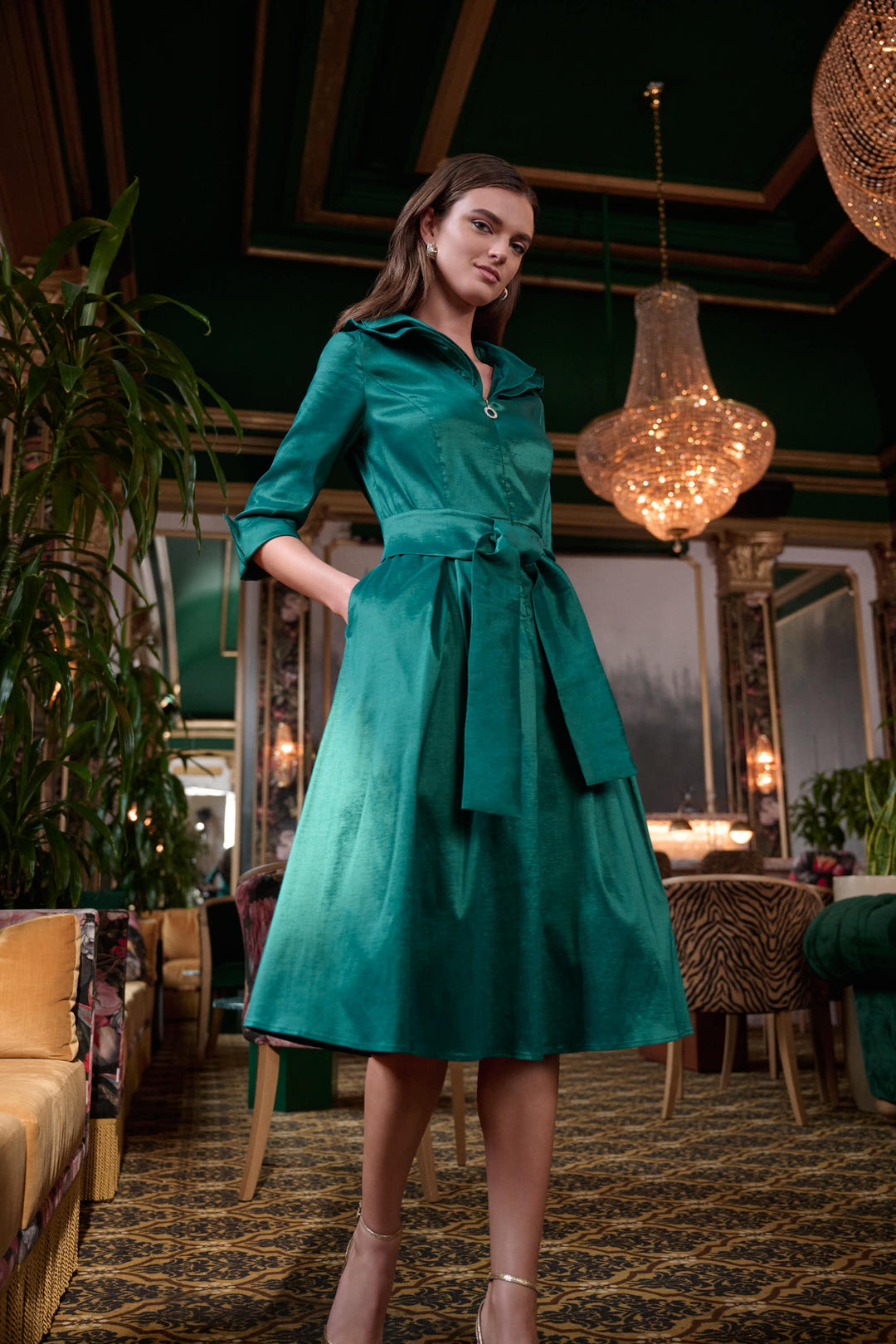 Joseph Ribkoff Fit And Flare Dress With Lapel Collar Style 261719