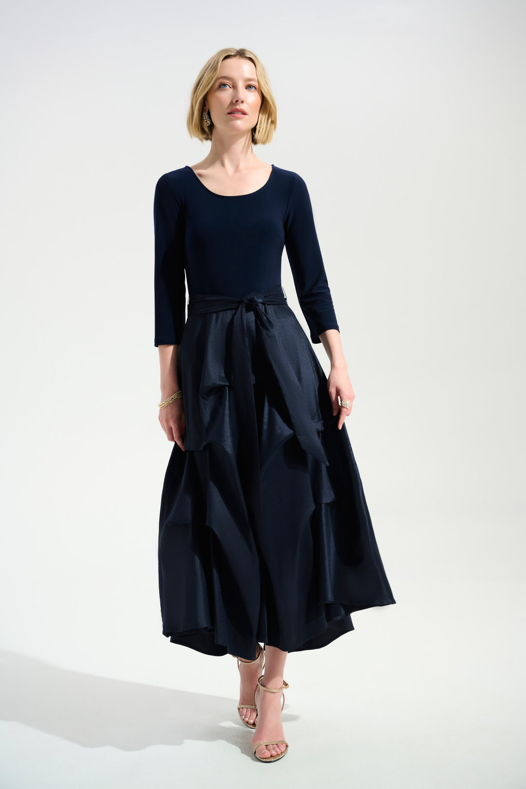 Joseph Ribkoff Taffeta Dress With Silky Knit Bodice Style 261720 Midnight Blue / 16 Joseph Ribkoff Taffeta Dress With Silky Knit Bodice Style 261720 Midnight Blue / 16